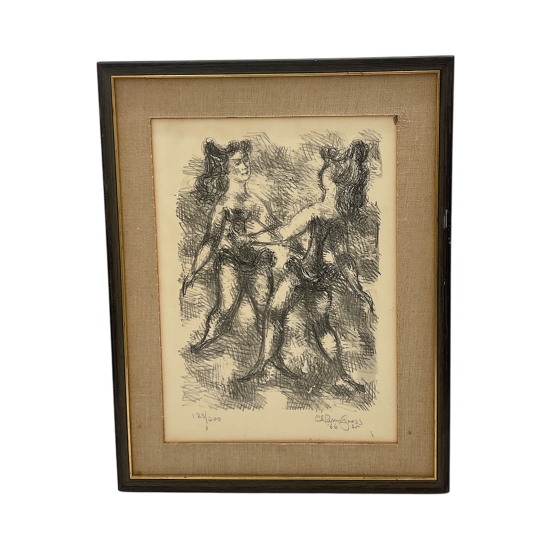 Figurative Limited Edition Lithograph by Chaim Gross (123/200, 1966): A limited edition lithograph by well-known sculptor and printmaker Chaim Gross, numbered 123/200