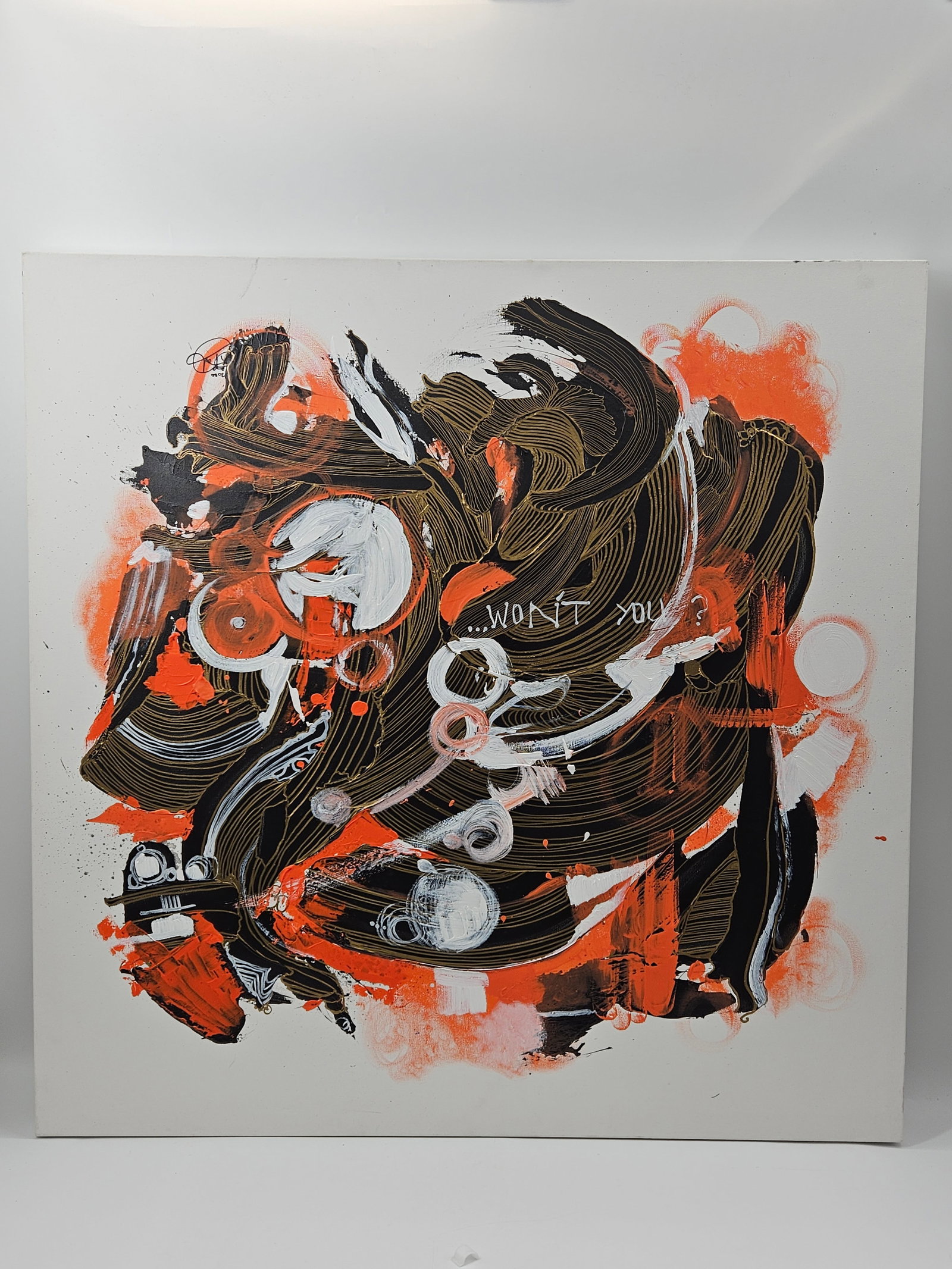 “I Want You?? by Brandon Boyd (American, b.1976) Acrylic on Canvas: Description: Expressive abstract painting by Brandon Boyd, lead singer of Incubus and acc