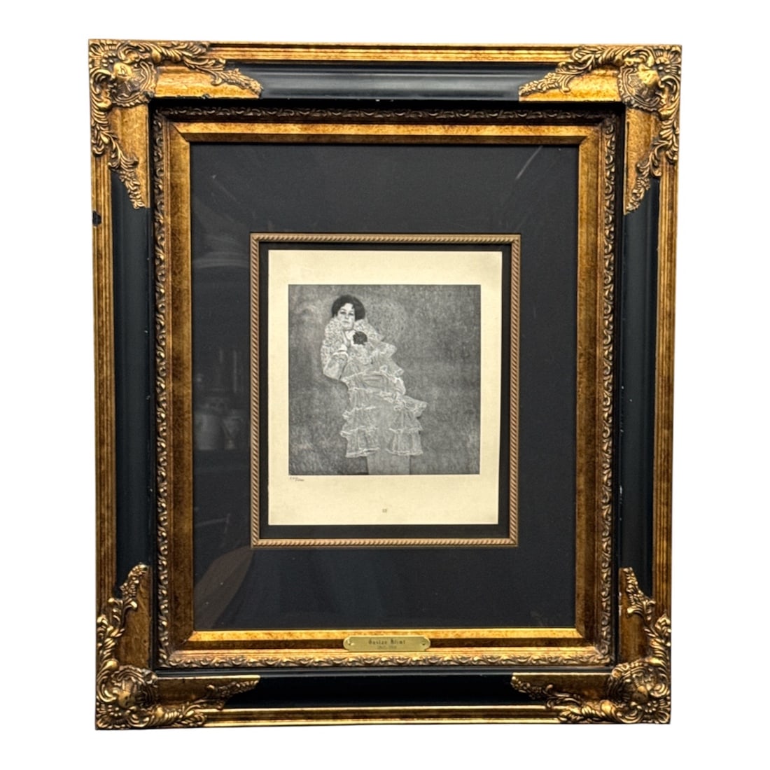 "Portrait of Marie Henneberg" by Gustav Klimt (Austria, 1862–1918) Collotype Print: DescriptionThis sophisticated auction lot features a framed limited-edition lithograph of Gustav Klimt’s iconic "Portrait
