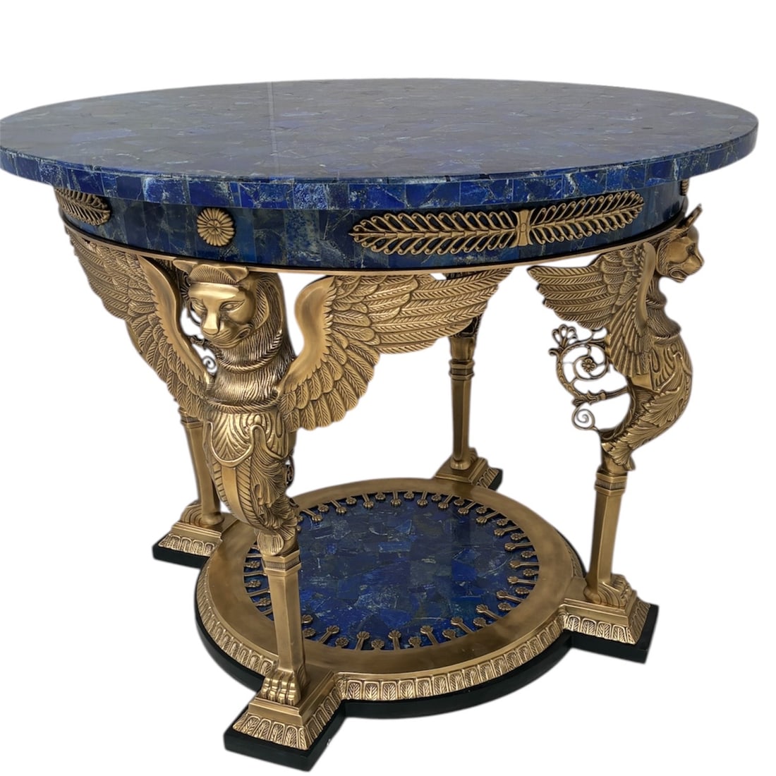 Empire Style Gilt Bronze and Lapis Lazuli Specimen Table (Late 20th - Early 21st Century) Gilt (1 of 7)