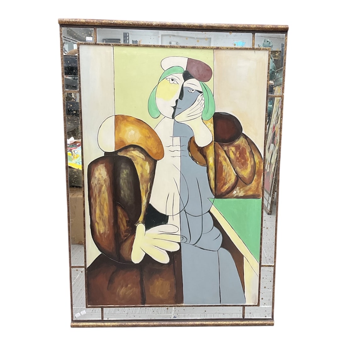 "Femme au fauteuil rouge" (After Picasso) Large-Scale Decorative Mirror: Details Artist: Unknown (After Pablo Picasso)