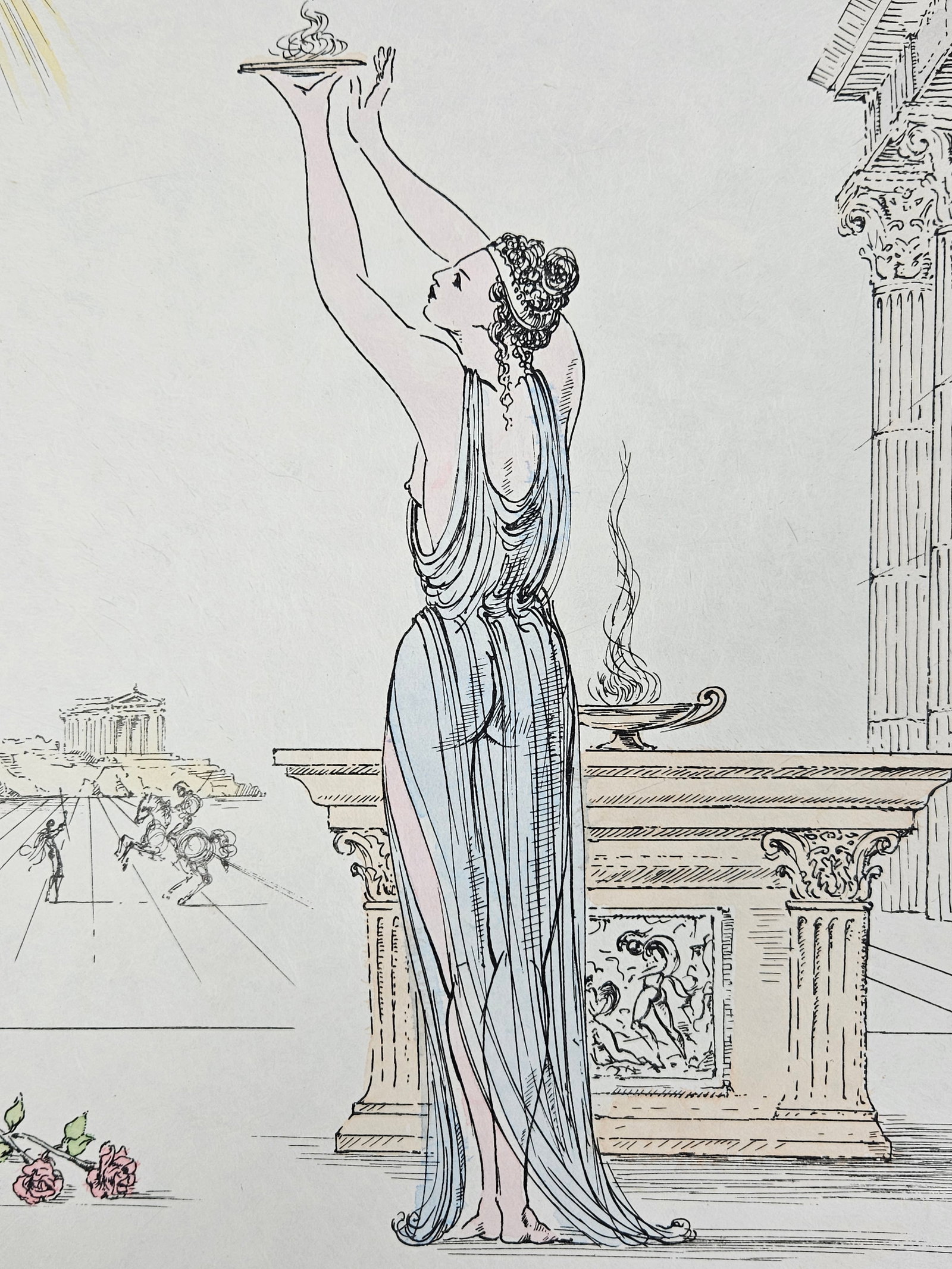 "Polymnie (Deesse de la Poesie Sacre) (Polymnie (Goddess of Sacrd Poetry)" by Salvador Dalí (Spain,: Artist: Salvador Dalí Title: Polymnie (Deesse de la Poesie Sacre) (Polymnie (Goddess of Sacrd Poetry) Year: 1971 Dimensions: 12 x 16 in. Medium: Color