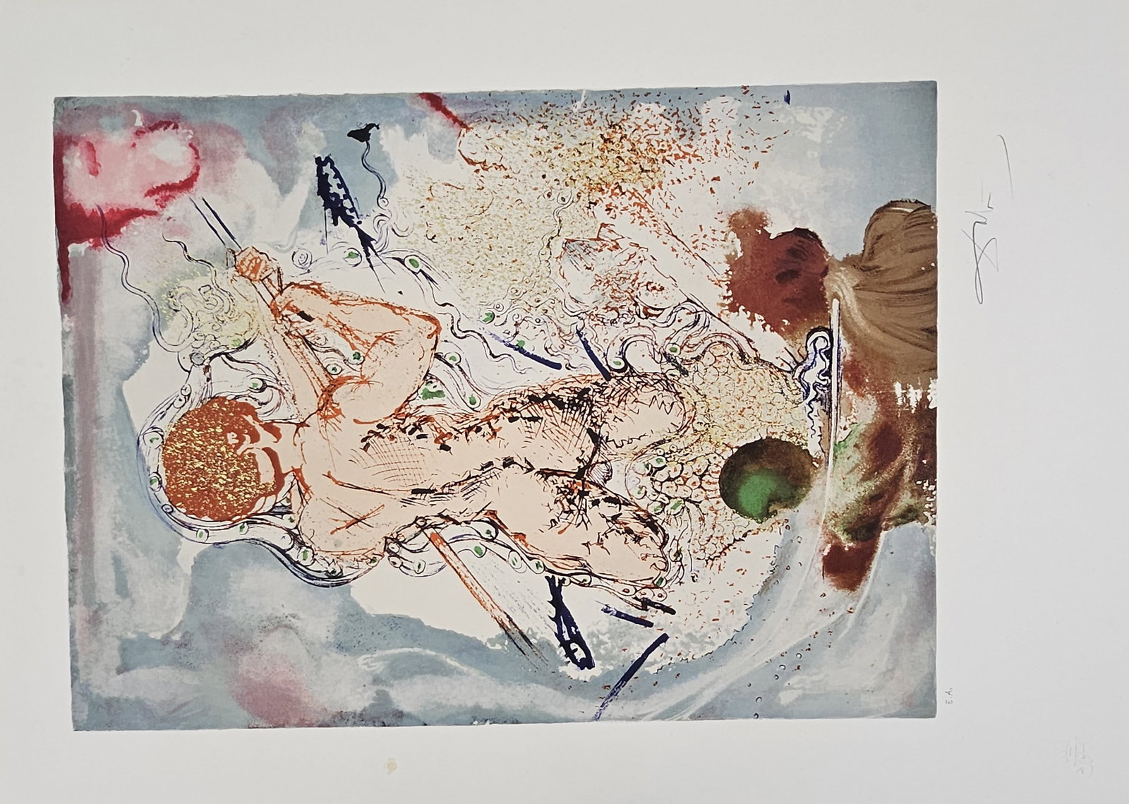 "Sinbad le Marin (Sinbad the Sailor)" by Salvador Dalí (Spain, 1904-1989) Color lithograph: Artist: Salvador Dalí Title: Sinbad le Marin (Sinbad the Sailor) Year: 1978 Dimensions: 21 x 15 in. Medium: Color lithograph, Engraving + Mixed Media on heavy ra