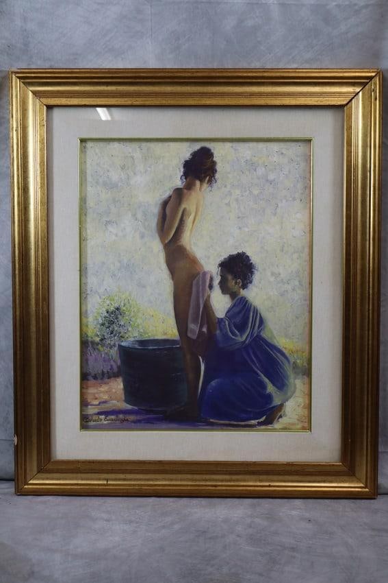 "BANGO ALL APERTO" by Ermelinda Belardo(Italy, B.1947) Oil On Canvas: Original oil on canvas artwork by Italian artist from Rome Ermelinda Belardo. Dimensions: H:28in L:24inProvenance: From the personal collection of Miami based Tatiana Marin. Tatiana is highly accompli