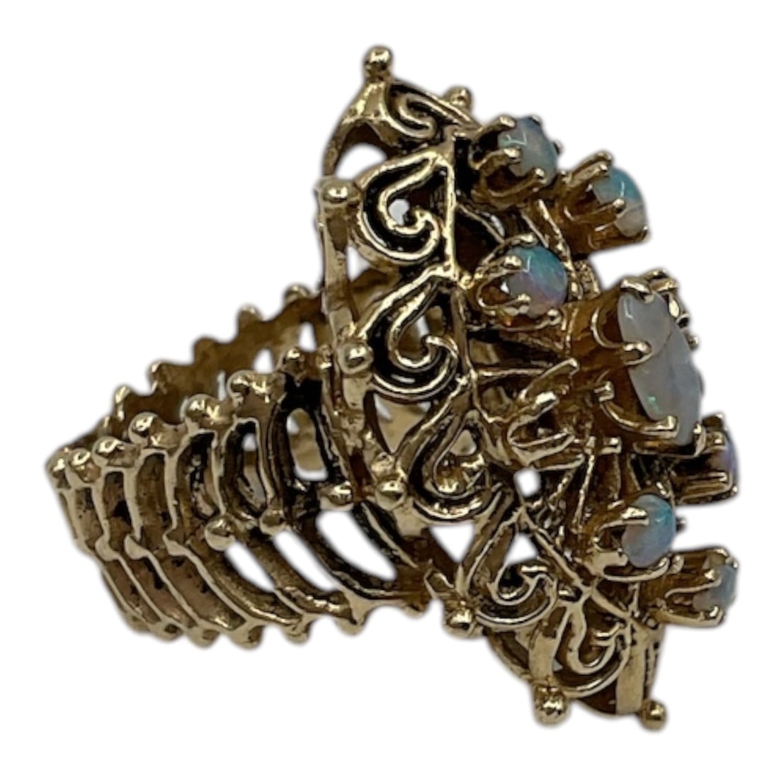 14K Gold Opal Cluster Ring - 2
