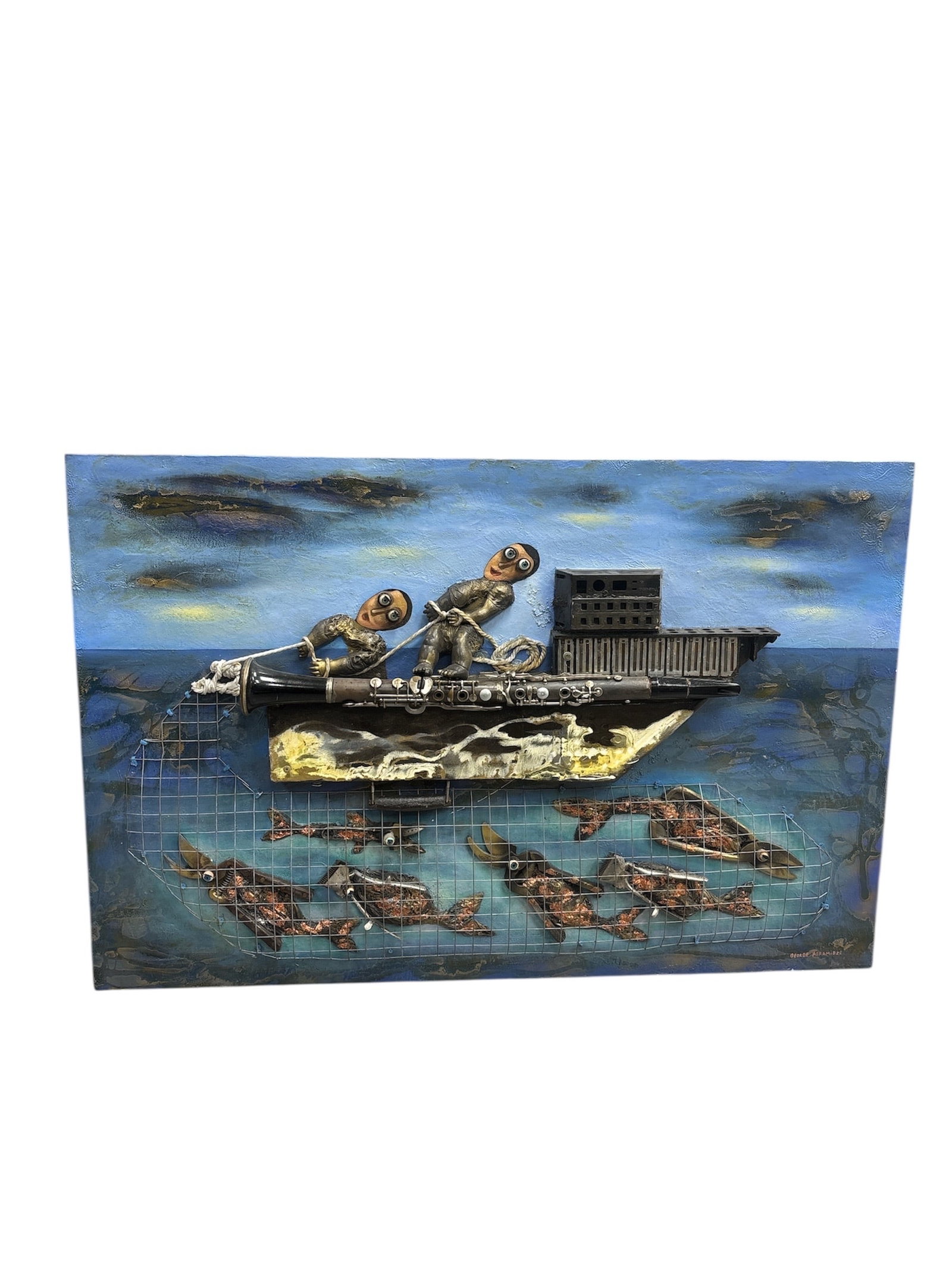 George Abramidze Mixed Media Relief Sculpture Maritime Scene (1 of 5)