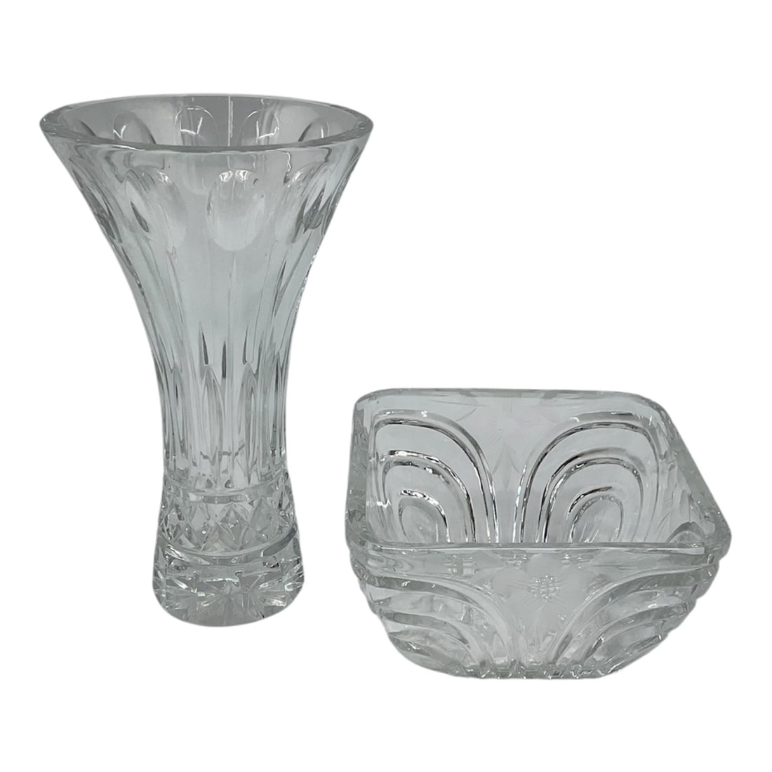 Cut Glass Vase and Glass Bowl, Group of 2 (1 of 3)