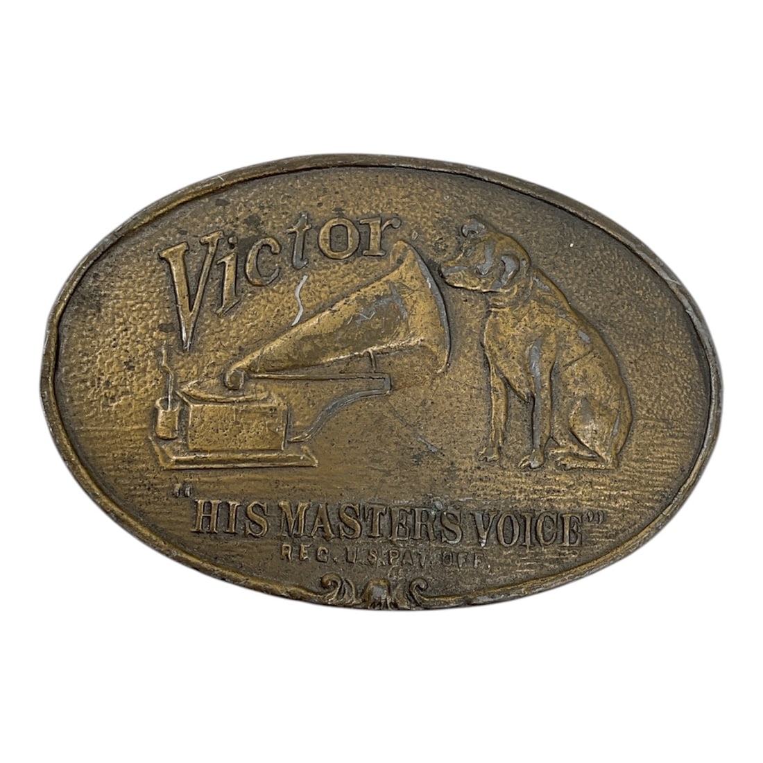Victor His Master’s Voice Gramophone Figural Belt Buckle (1 of 2)