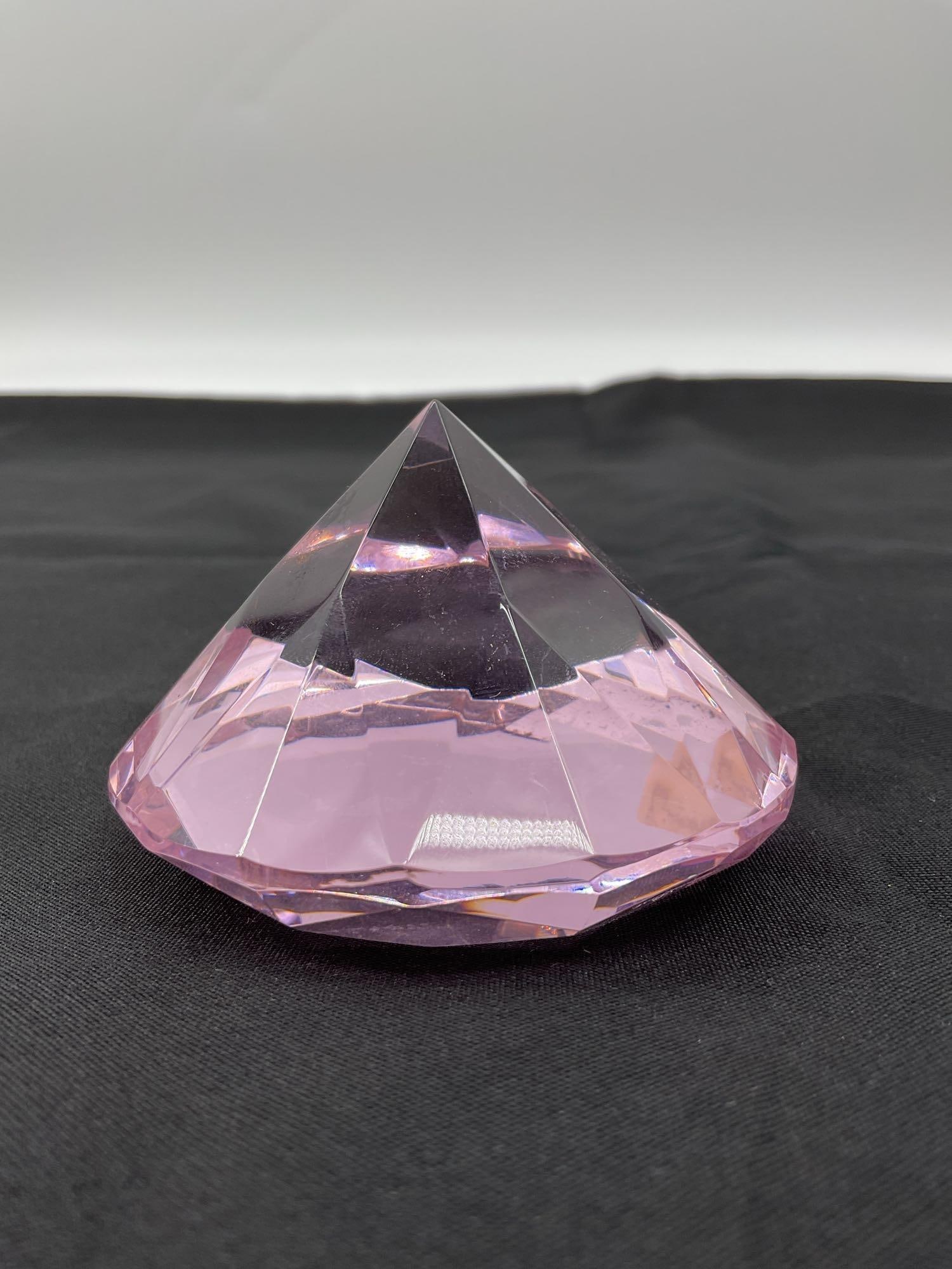 Rosenthal Pink Crystal Diamond Paperweight (1 of 4)