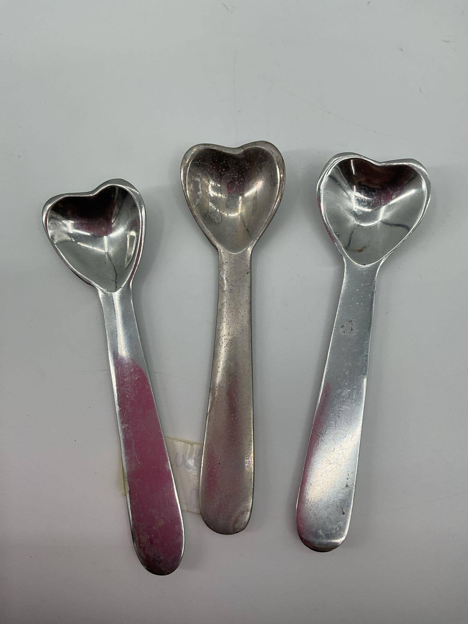 Set of Three Heart Shaped Metal Spoons (1 of 2)