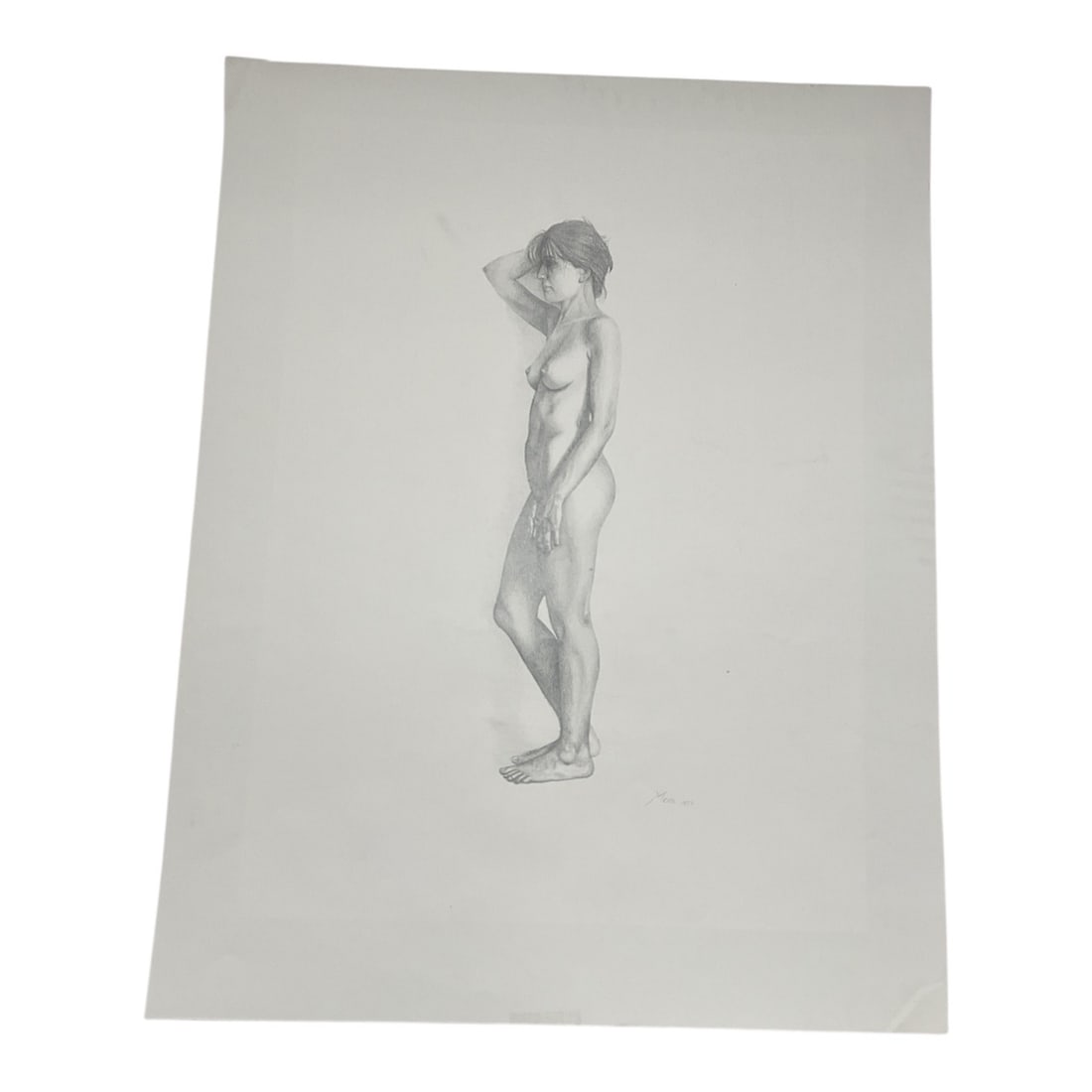 Standing Nude Figure by Mora 1997 Drawing (1 of 4)