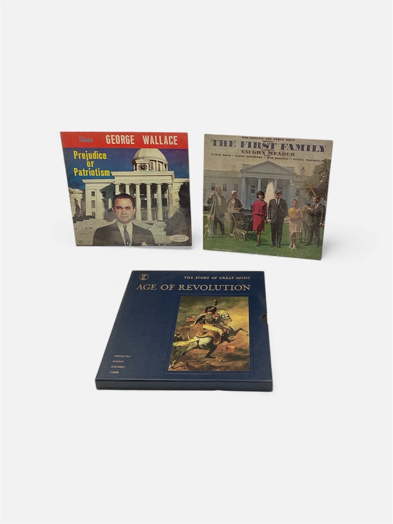 Collection of Political & Historical LP Records Including Prejudice of Patriots and Age of: Offered here is a small curated group of vintage political and historical long-playing records, featuring spoken-word and documentary-style recordings focused on American history and political themes.