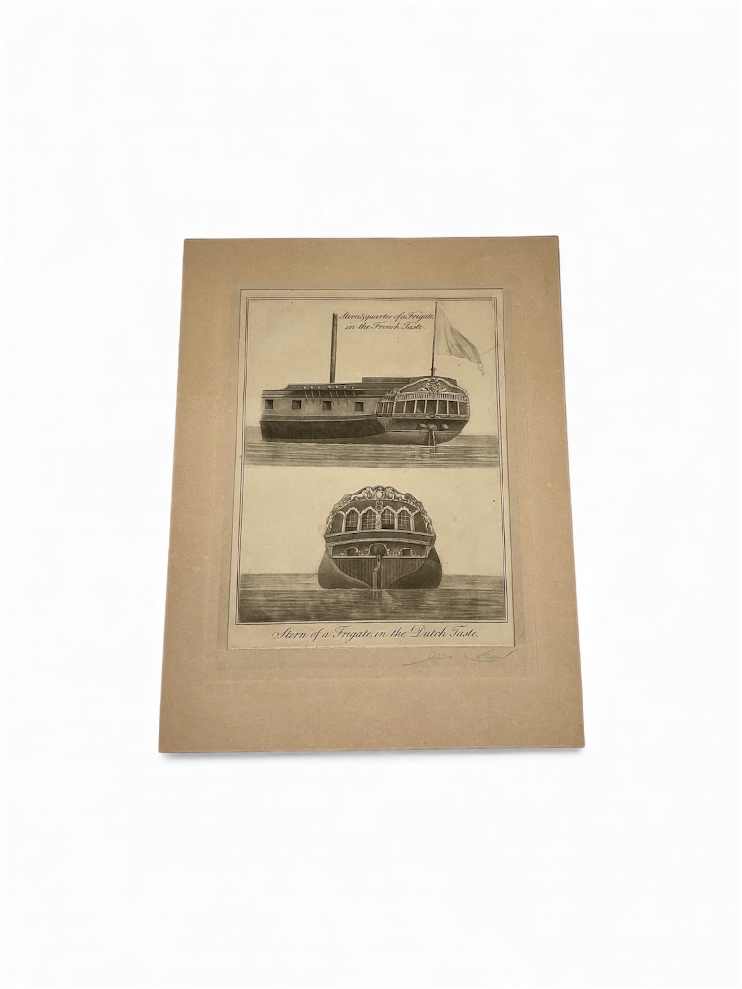 Antique Engraving “Stern of a Frigate in the French & Dutch Taste?? – Maritime Naval Print (1 of 3)