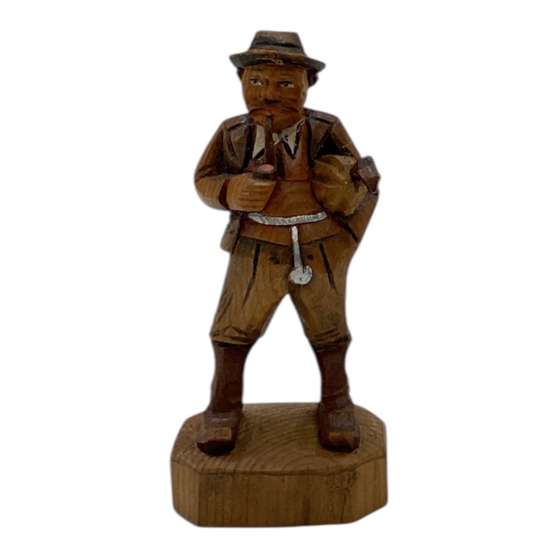 Black Forest Style Hand-Carved Wooden Figure of Man with Pipe (1 of 5)