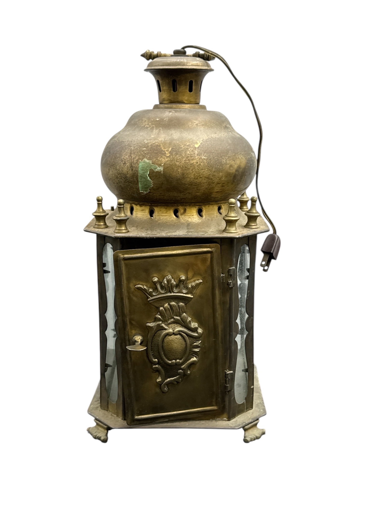 Vintage Brass Carriage Lantern with Glass Panels (1 of 3)