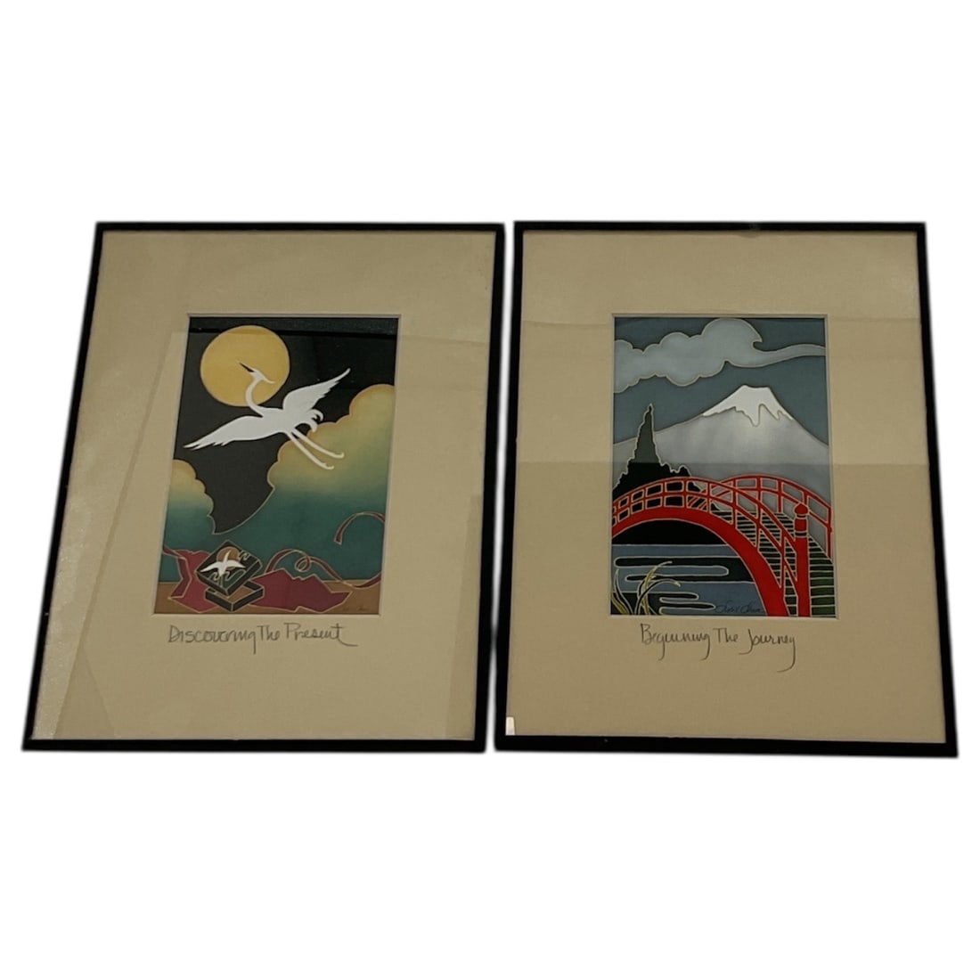 2pc Silk Art Prints after Sybil Shane, Discovering the Present & Beginning the Journey (1 of 5)