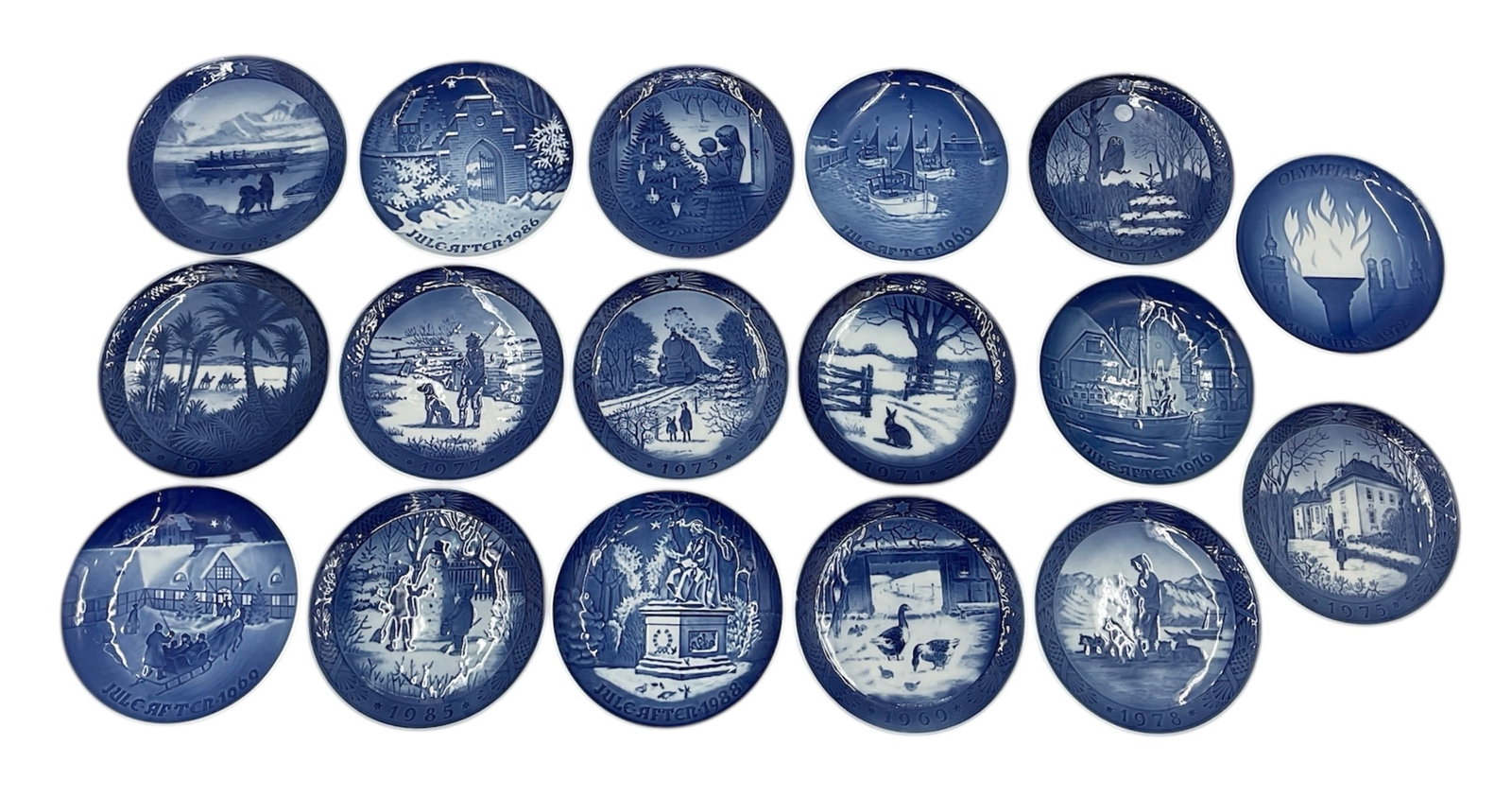 Royal Copenhagen Blue and White Porcelain Collector Plates, Assorted Group (17) (1 of 5)