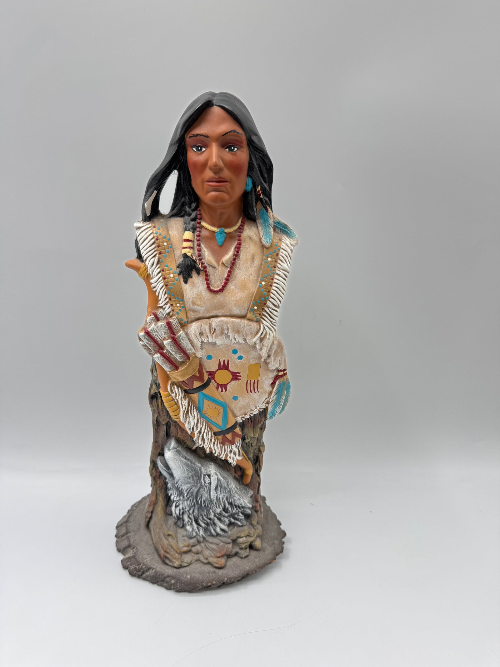 Native American Style Figurine with Wolf (1 of 3)