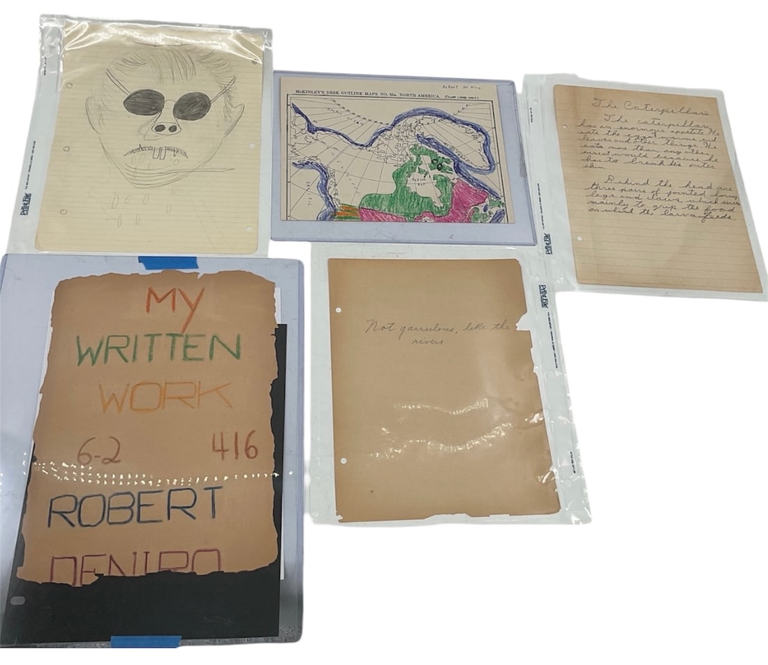 "Robert De Niro Collection of Childhood Signed Drawings and Schoolwork" by Robert De Niro (American, (1 of 14)