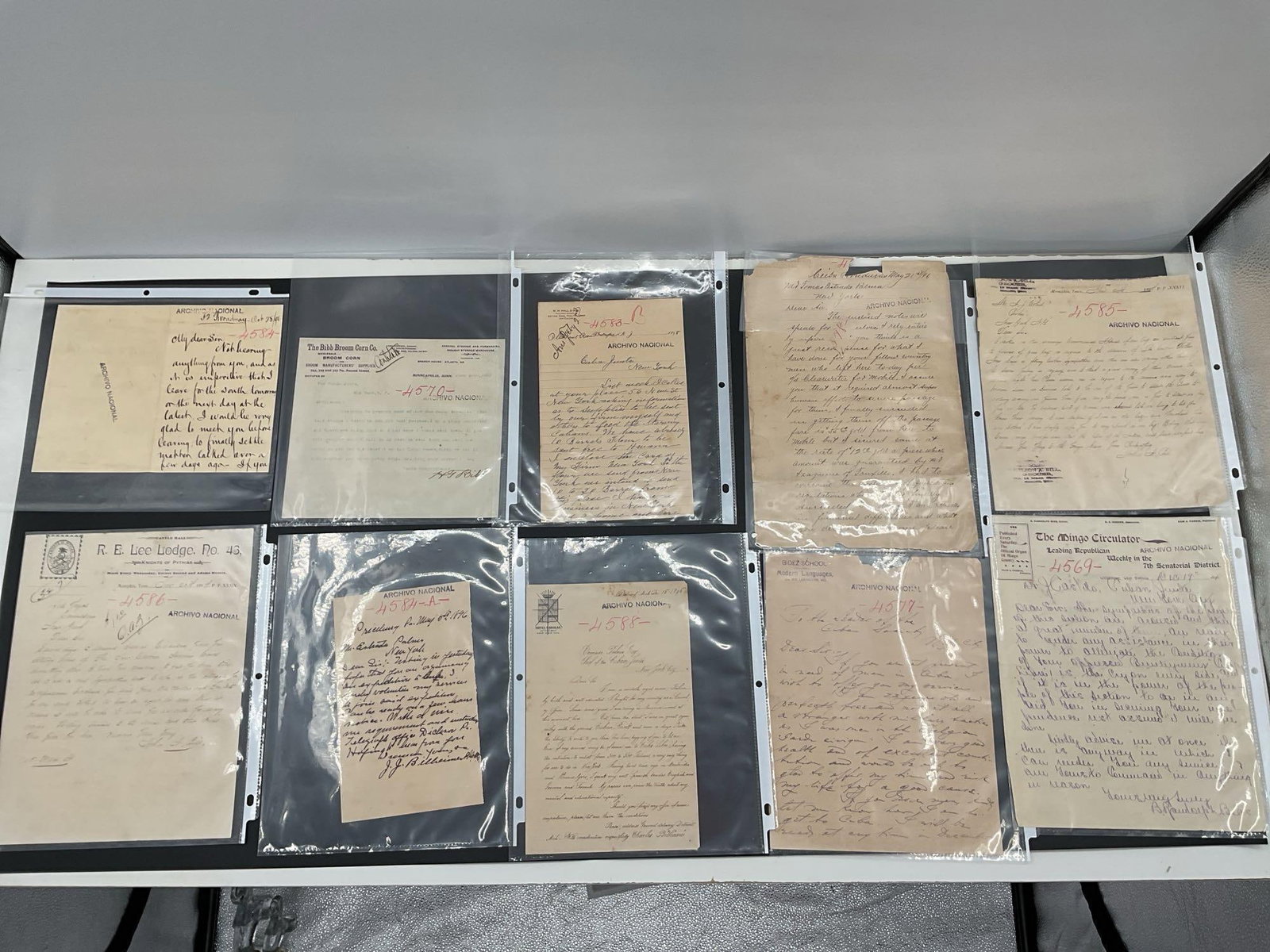 22 Historical Handwritten Letters (19th Century): Medium: Ink on aged paper, stored in archival plastic sleeves