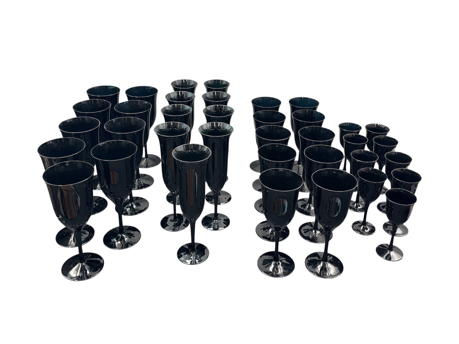 Vintage Black Amethyst Glass Stemware