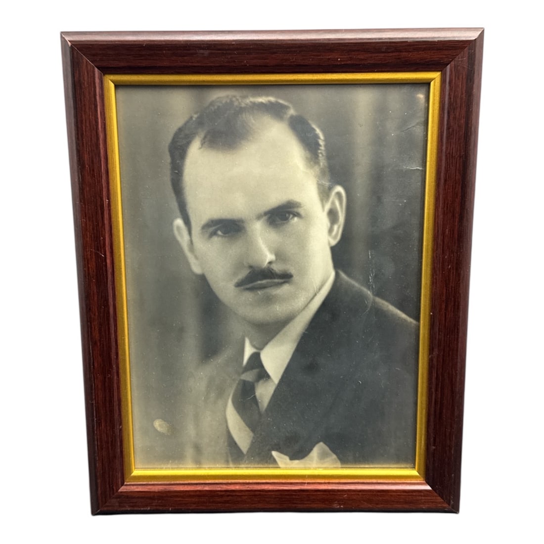 Framed Vintage Black and White Portrait Photograph of Gentleman: This framed black and white portrai