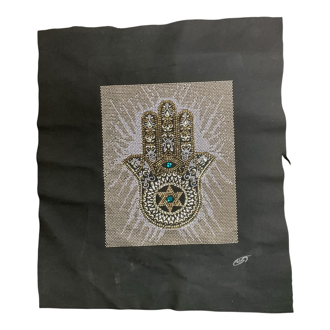 Contemporary Hamsa Hand Rhinestone Textile Wall Hanging (1 of 4)
