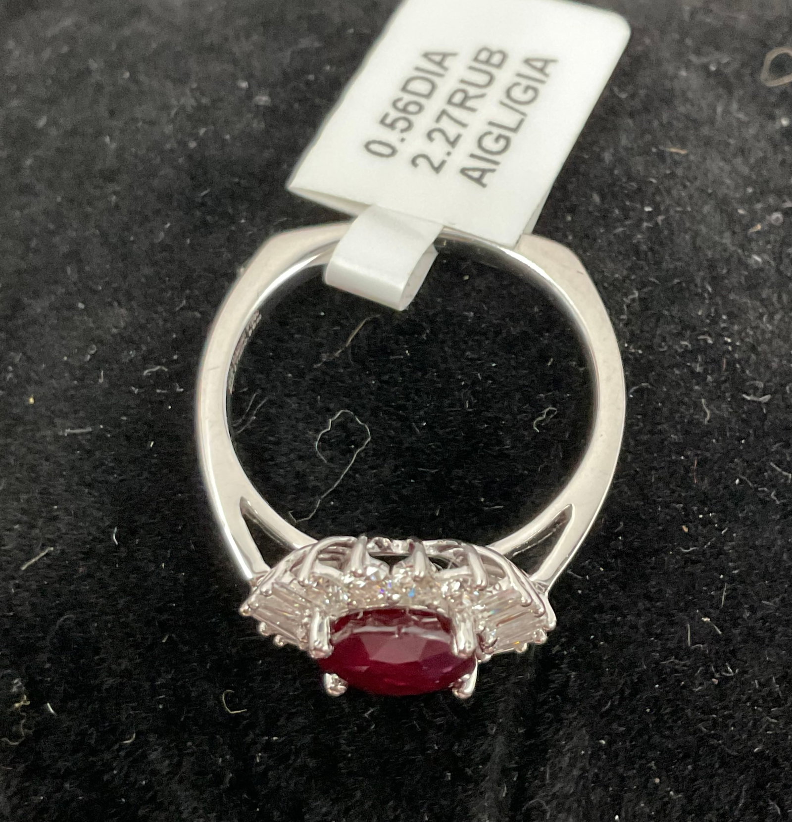 Oval Cut Ruby and Diamond Ring in Platinum - 2