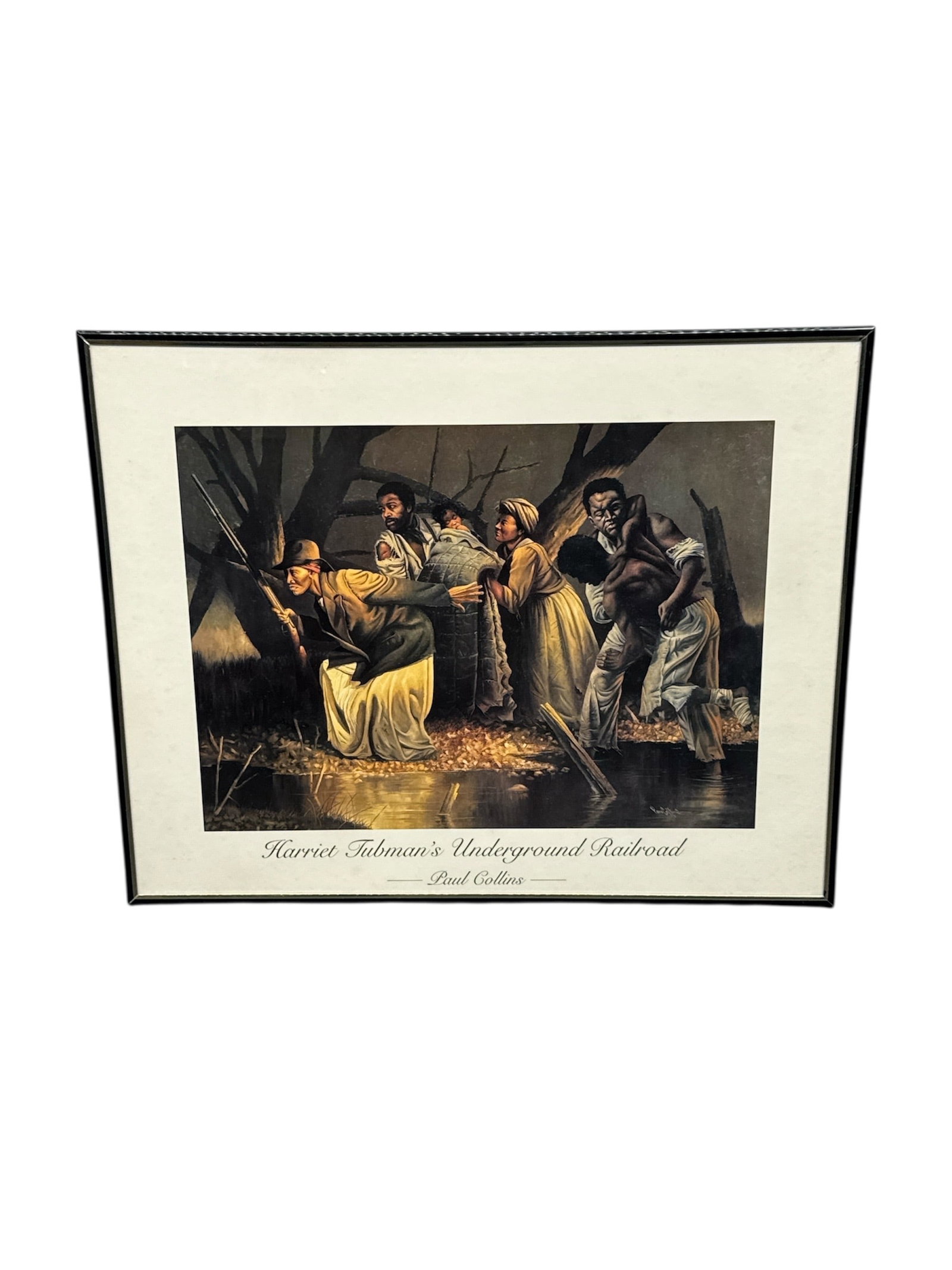 Paul Collins "Harriet Tubman's Underground Railroad" (c. 1978/1990s): Description: This is an exceptional opportunity to acquire a framed art print of the iconic and nationally recognized painting, "H
