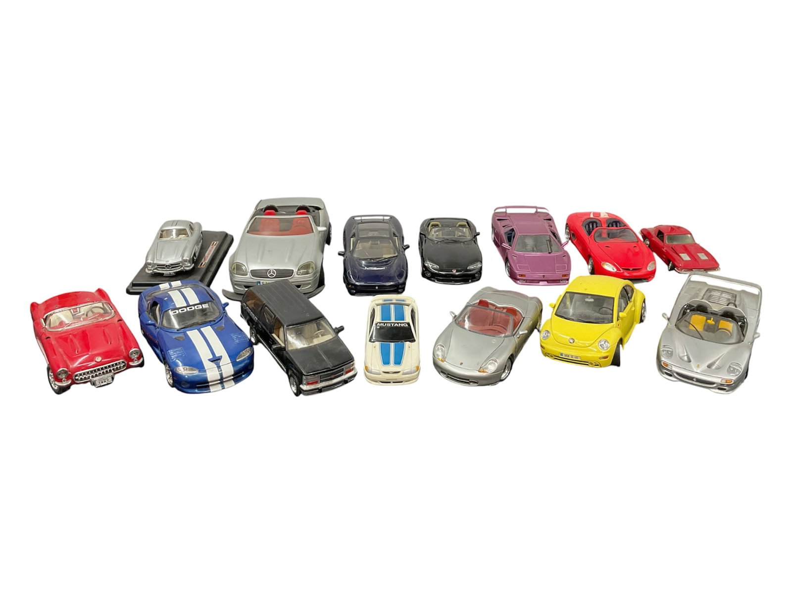 Collection of 1:60 Scale Diecast Model Cars Including Mercedes-Benz, Dodge, Porsche & More (1 of 2)