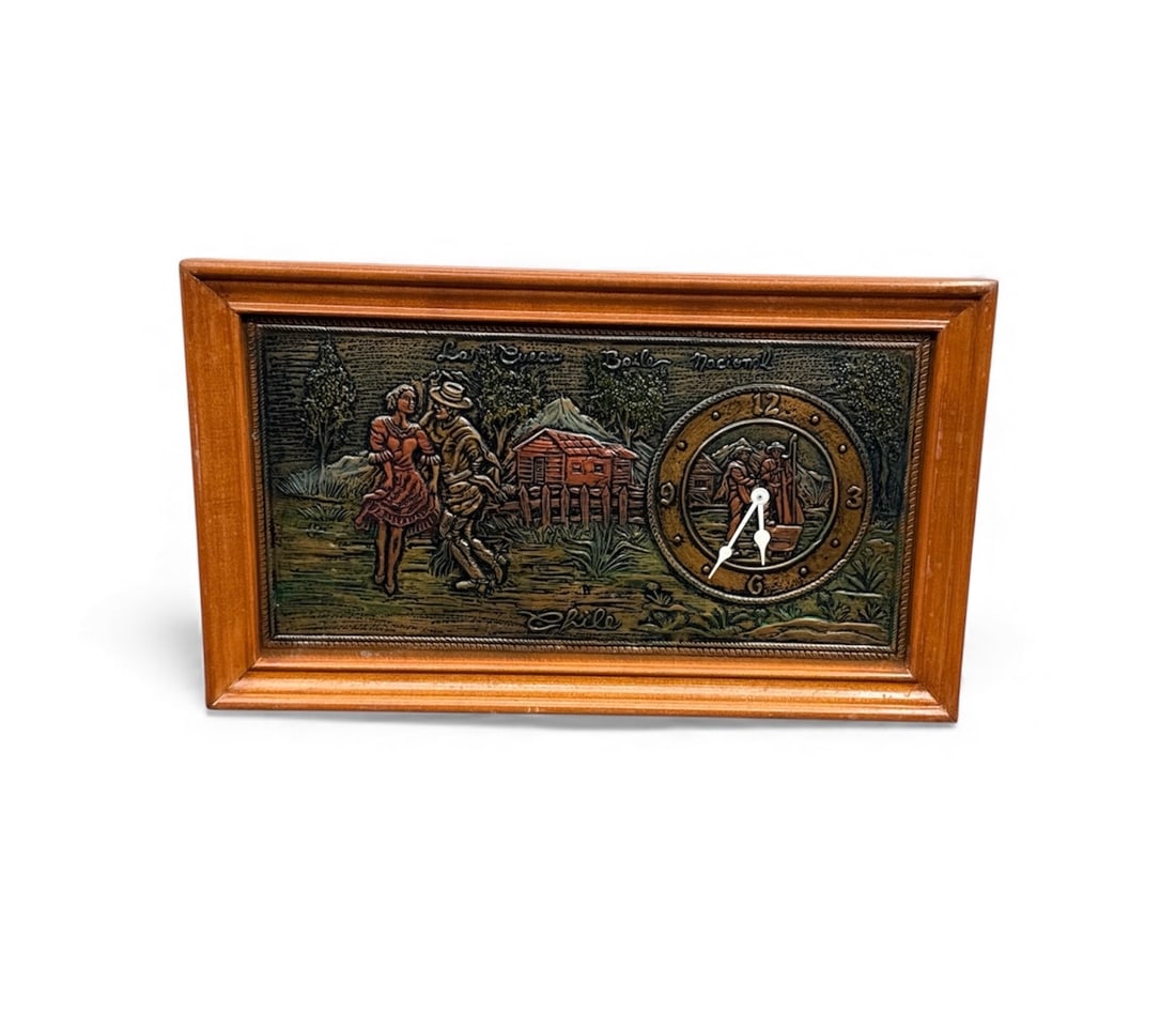 Vintage Framed Relief Plaque with Freemason Symbolism and Rustic Americana Scene: This vintage framed relief plaque features a richly detailed Americana scene depicting a rural homestead with figures in period dress, combined with prominent Freemason symbolism including the square 