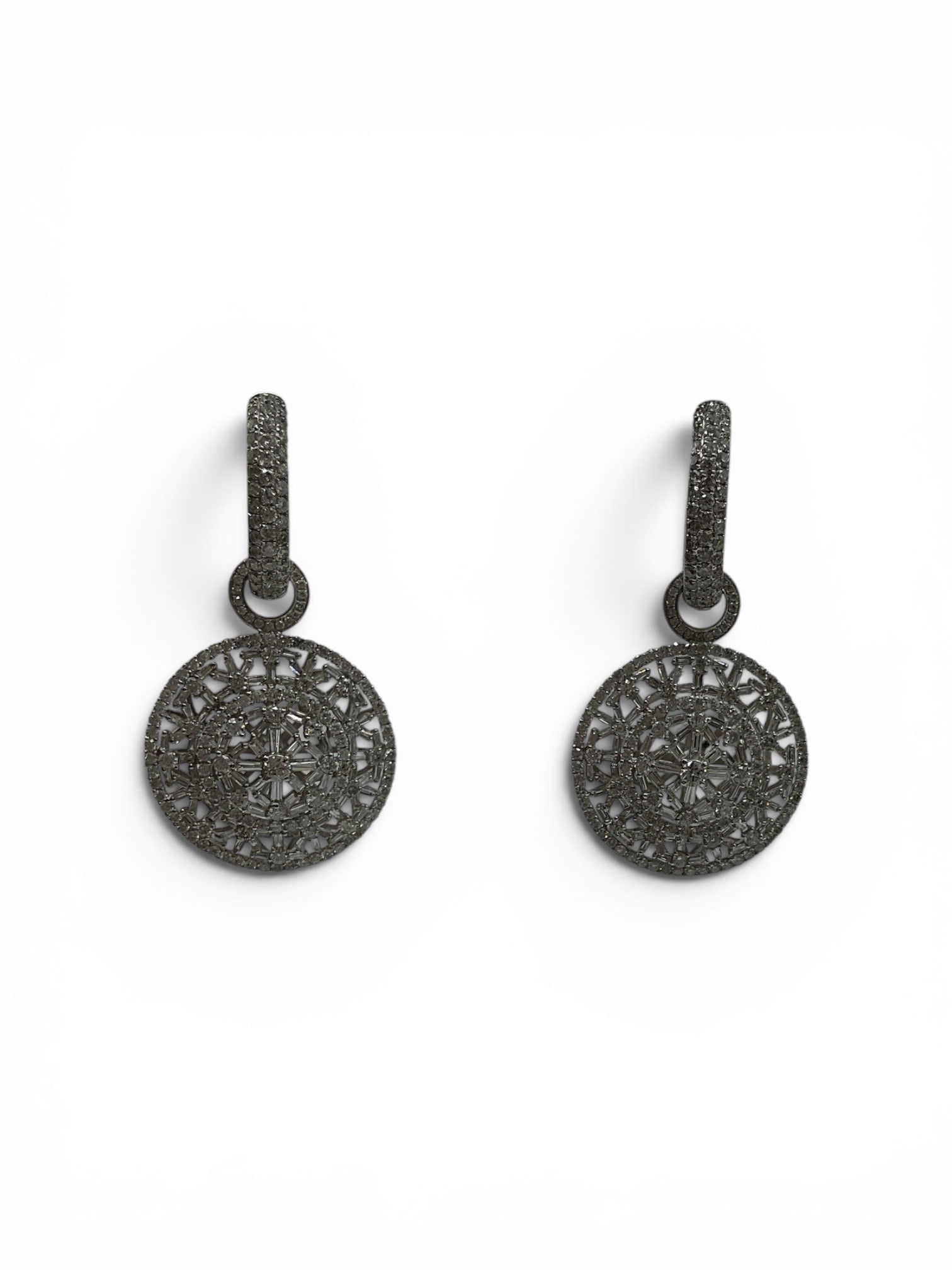 Pair of Fashion Disc Drop Hoop Earrings (1 of 3)