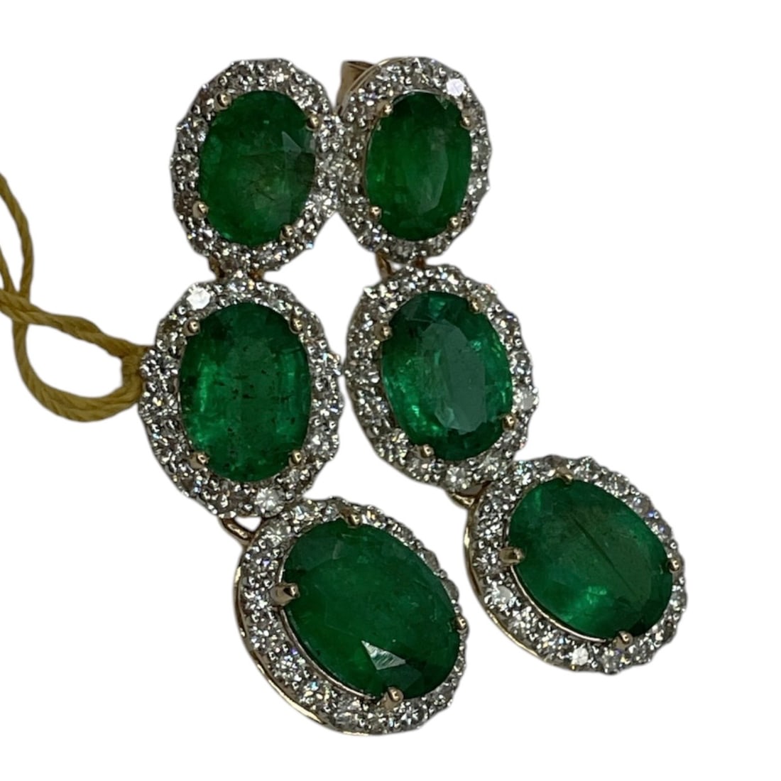 14K Gold Emerald and Diamond Drop Earrings with AIGL Appraisal (1 of 4)