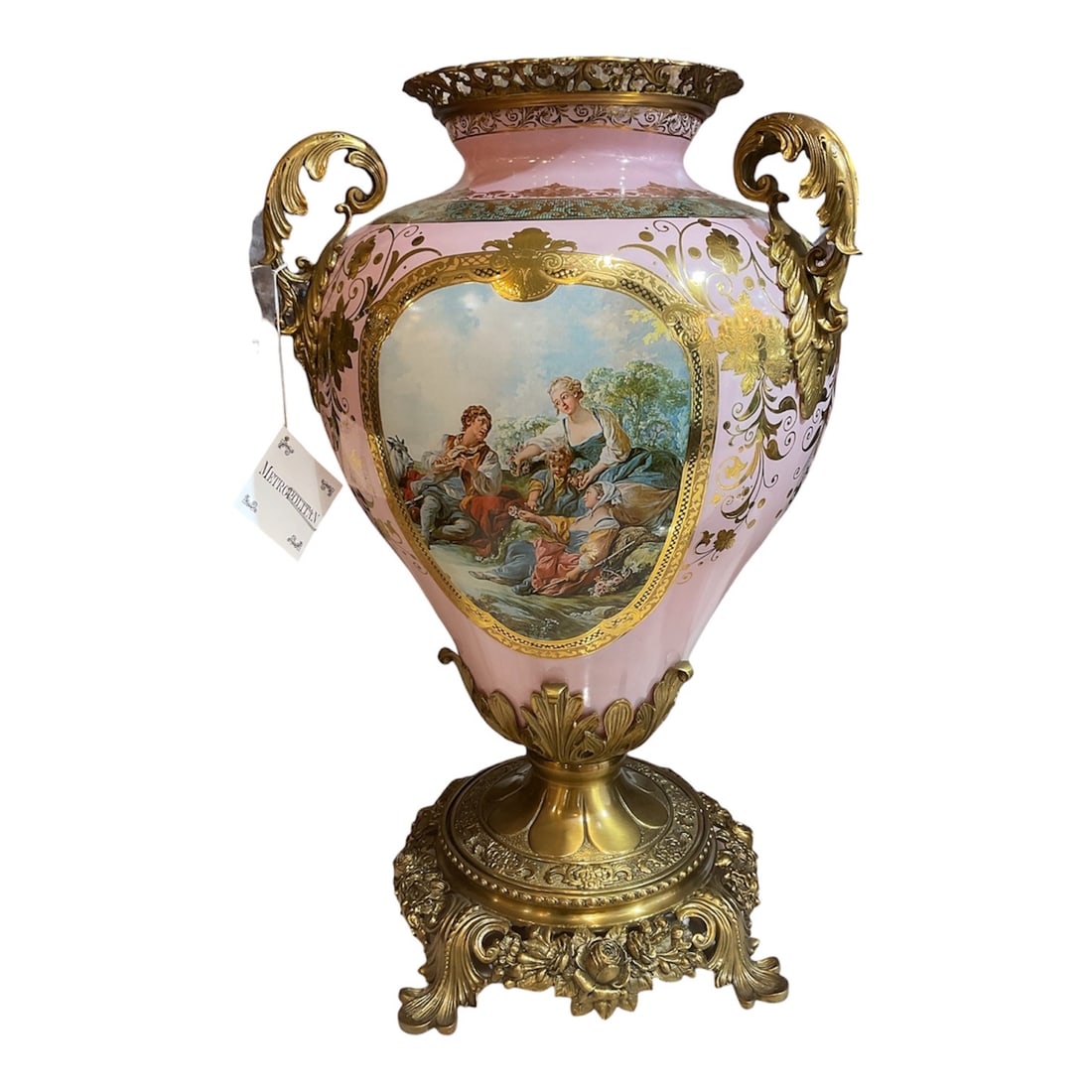 CS967 - Enamel Hand-Painted Pink Porcelain Vase with Dore Bronze Mounts (1 of 12)
