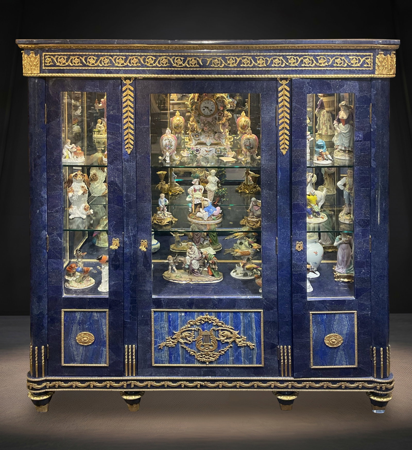 LC176 - Lapis Lazuli and Dore Bronze Curio Display Cabinet (1 of 11)