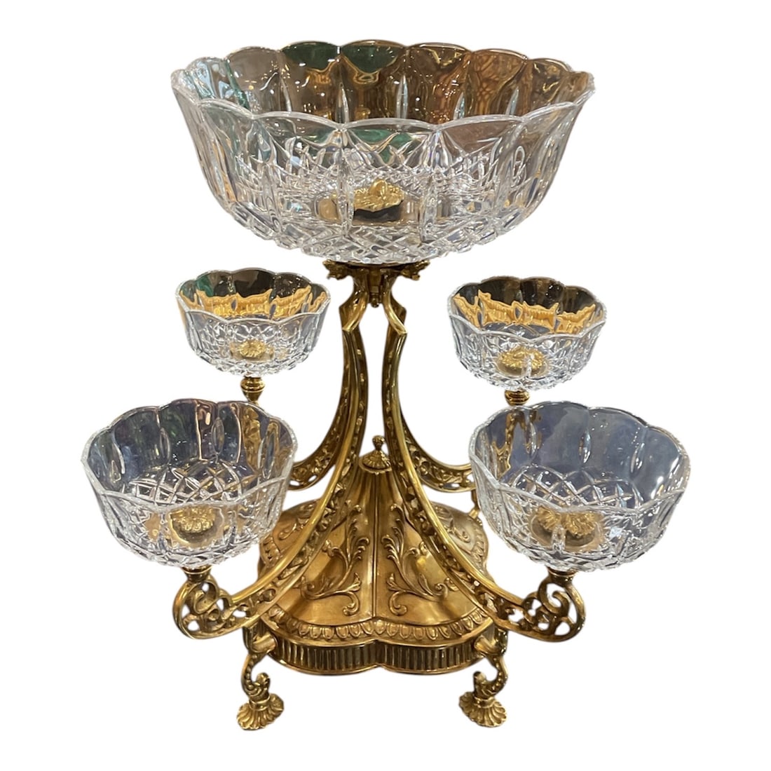 CS986 - Crystal and Dore Bronze Epergne (1 of 8)