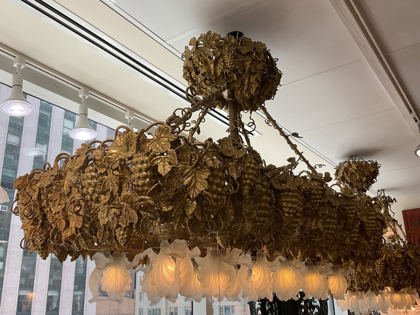 CH193 - Dore Bronze Grape Motif Rectangular Chandelier - 11