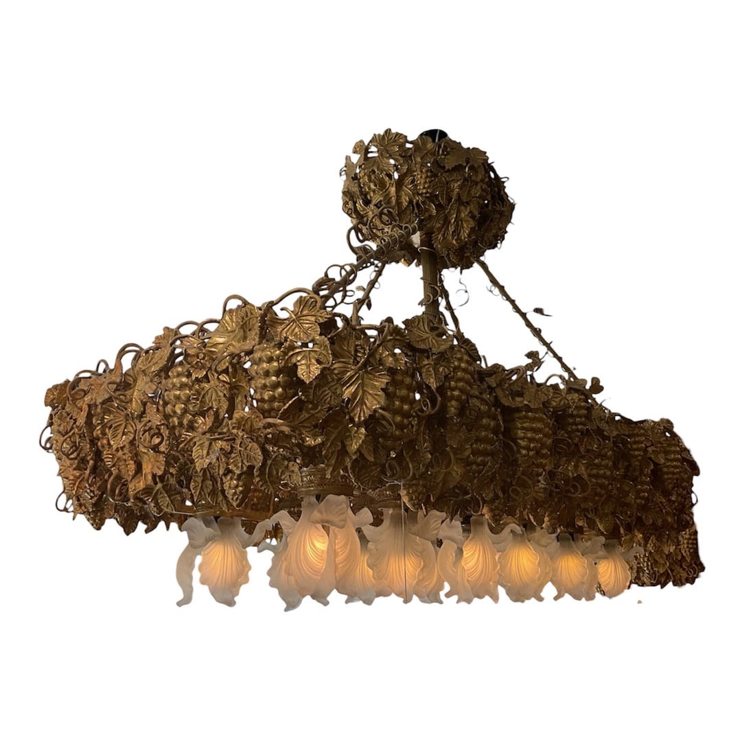 CH193 - Dore Bronze Grape Motif Rectangular Chandelier - 5