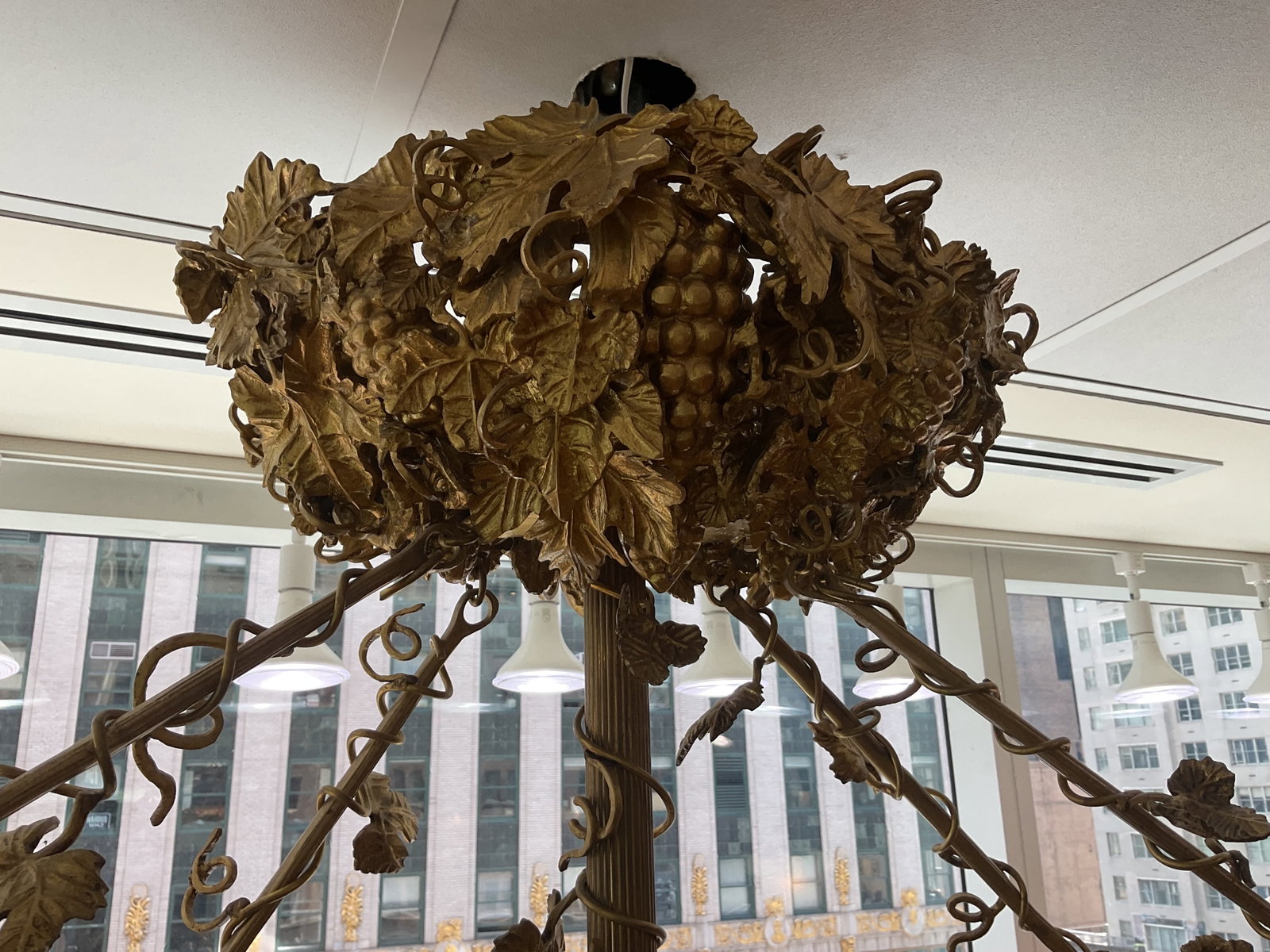 CH193 - Dore Bronze Grape Motif Rectangular Chandelier - 8