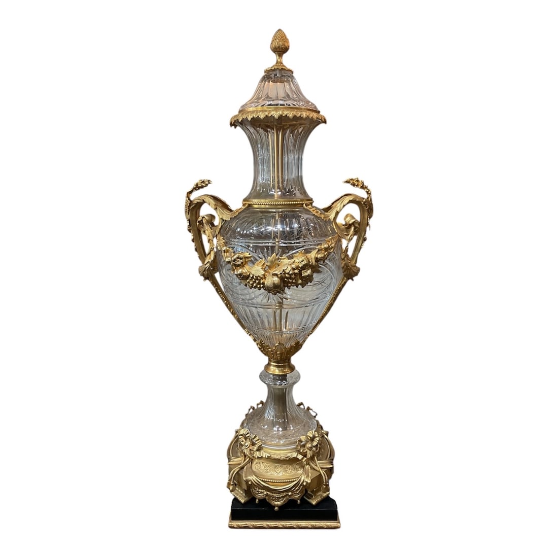CS326 - Pair of Large Crystal and Dore Bronze Covered Vases (1 of 20)