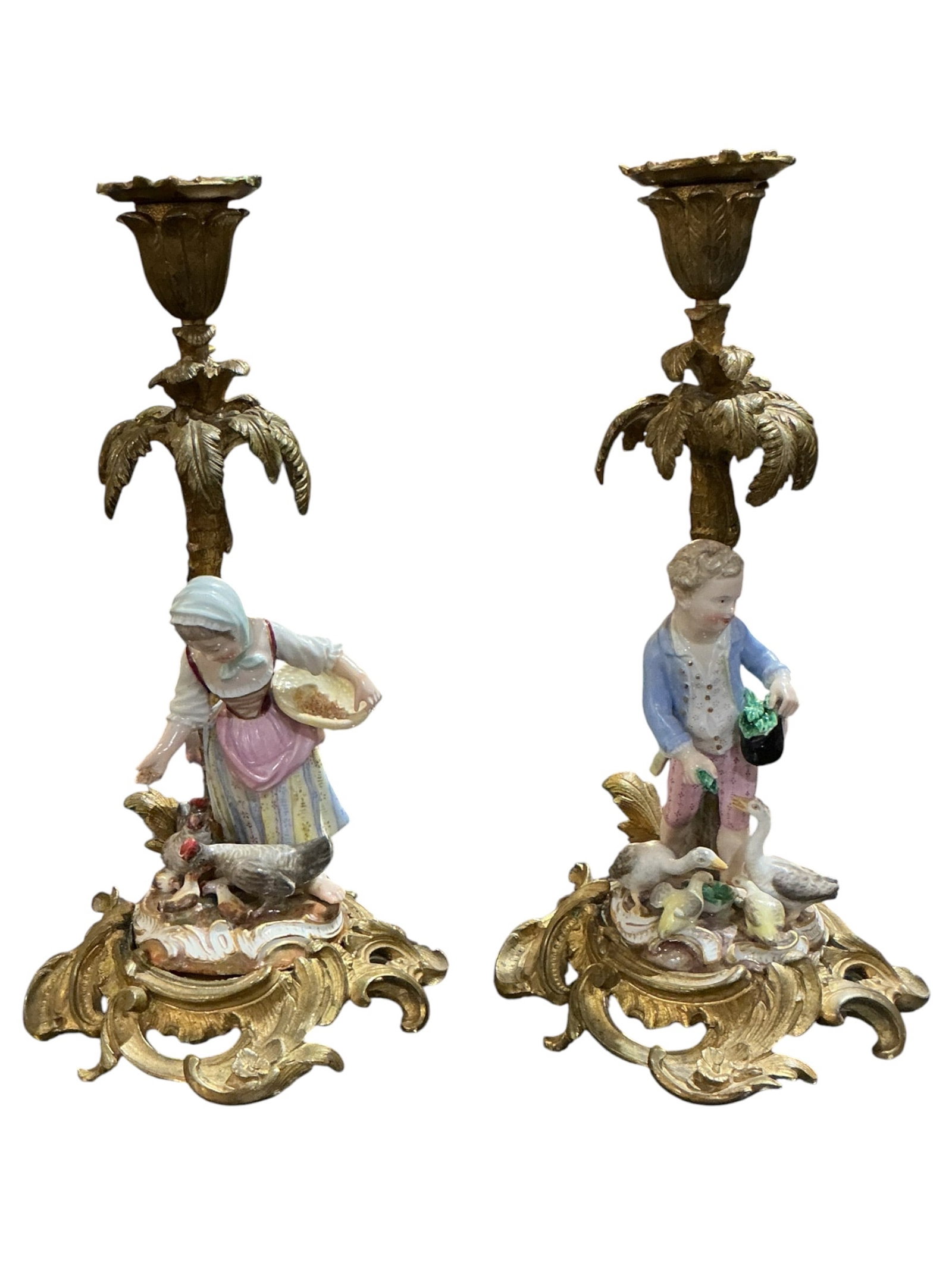 AQ366 - Pair of 19th Century Meissen Porcelain Figural Candlesticks (1 of 12)