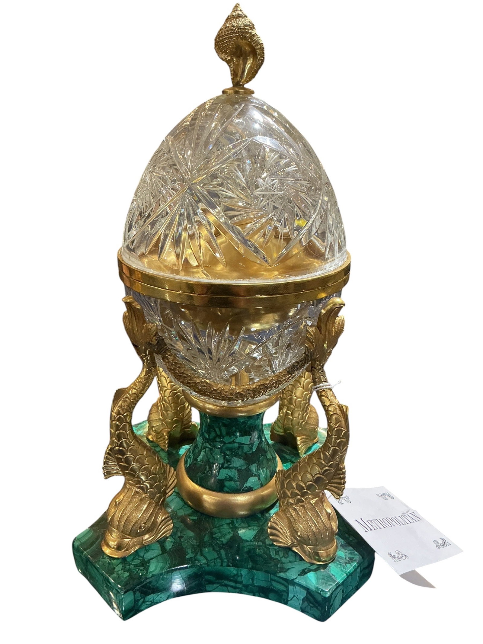 MC226 - Russian Malachite, Crystal and Dore Bronze Egg Form Box (1 of 8)