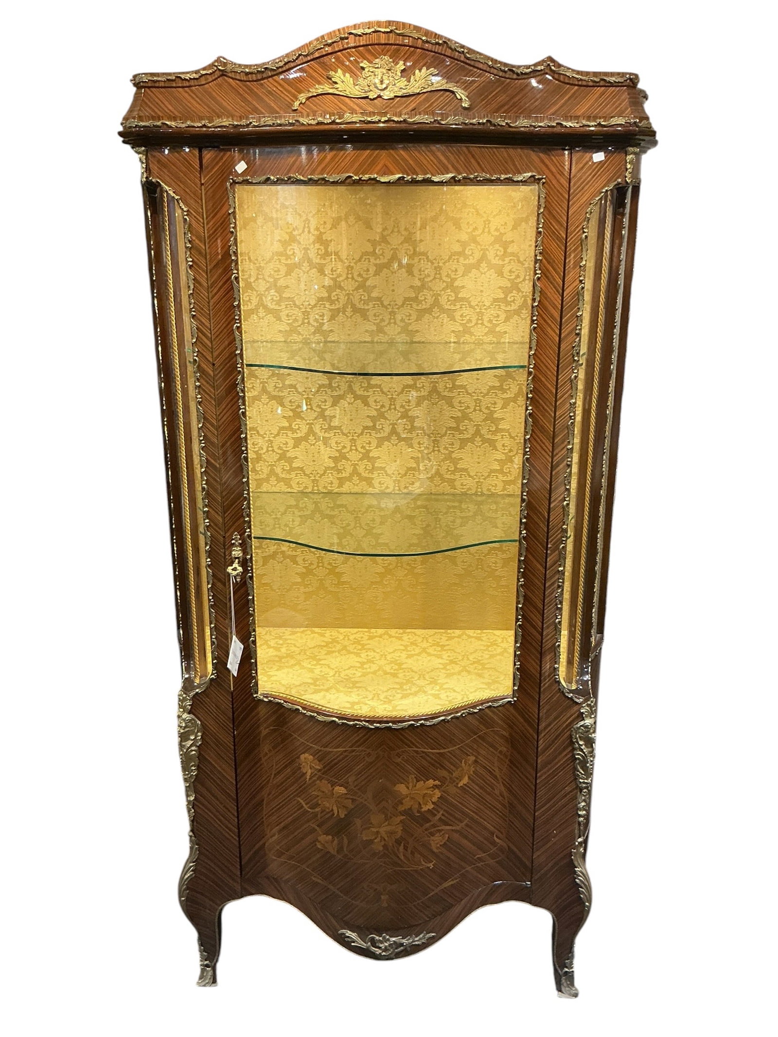 FR359 - French Style Marquetry Inlaid and Dore Bronze Mounted Vitrine (1 of 7)