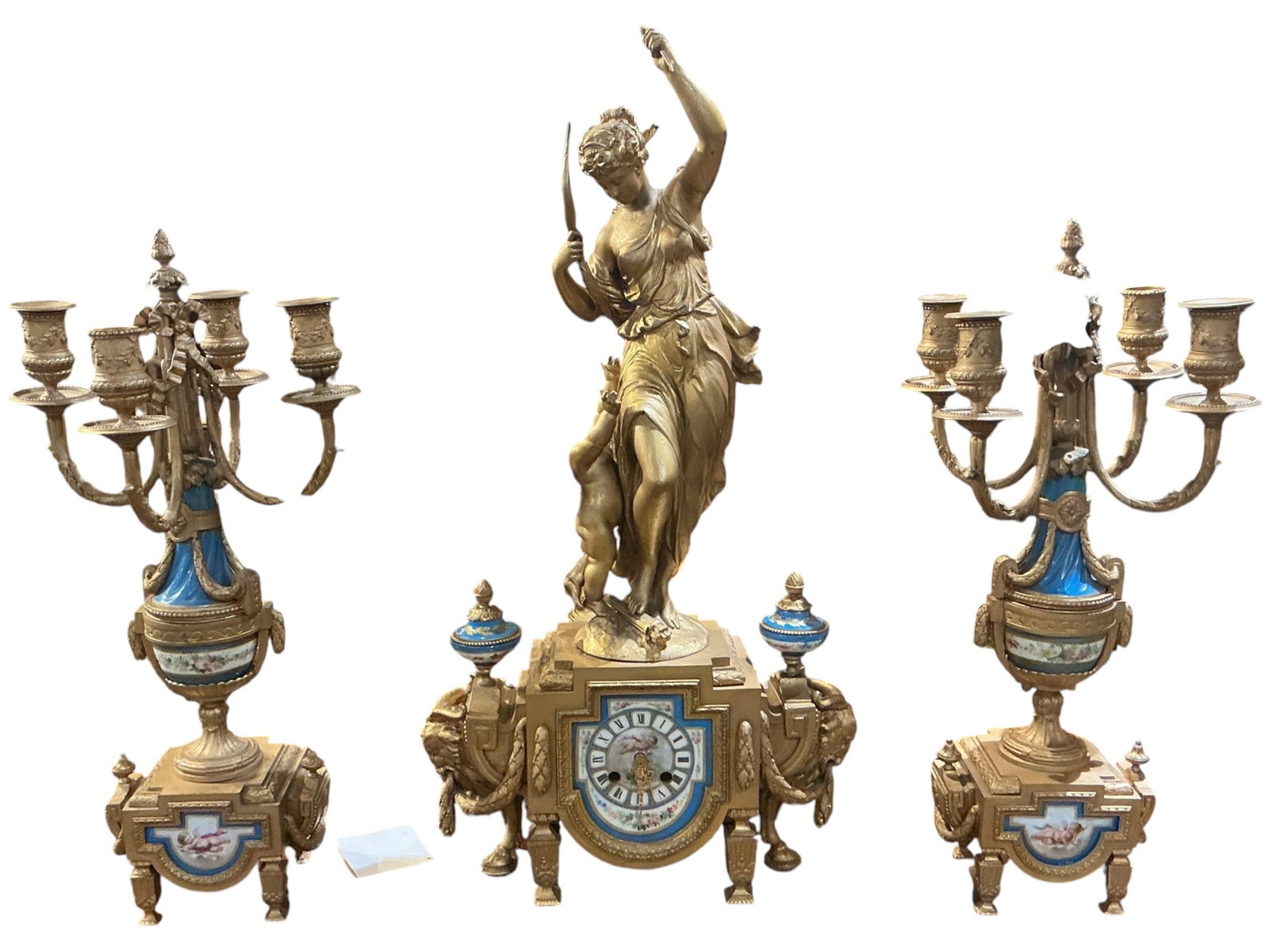 CK205- 19th Century French Sevres Style Three-Piece Clock Garniture (1 of 12)