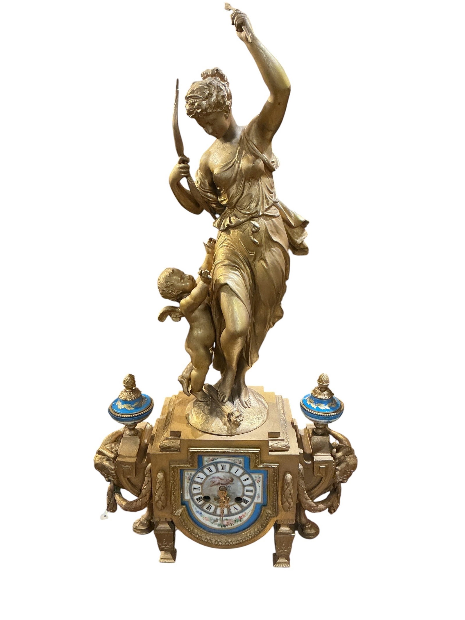 CK205- 19th Century French Sevres Style Three-Piece Clock Garniture - 3