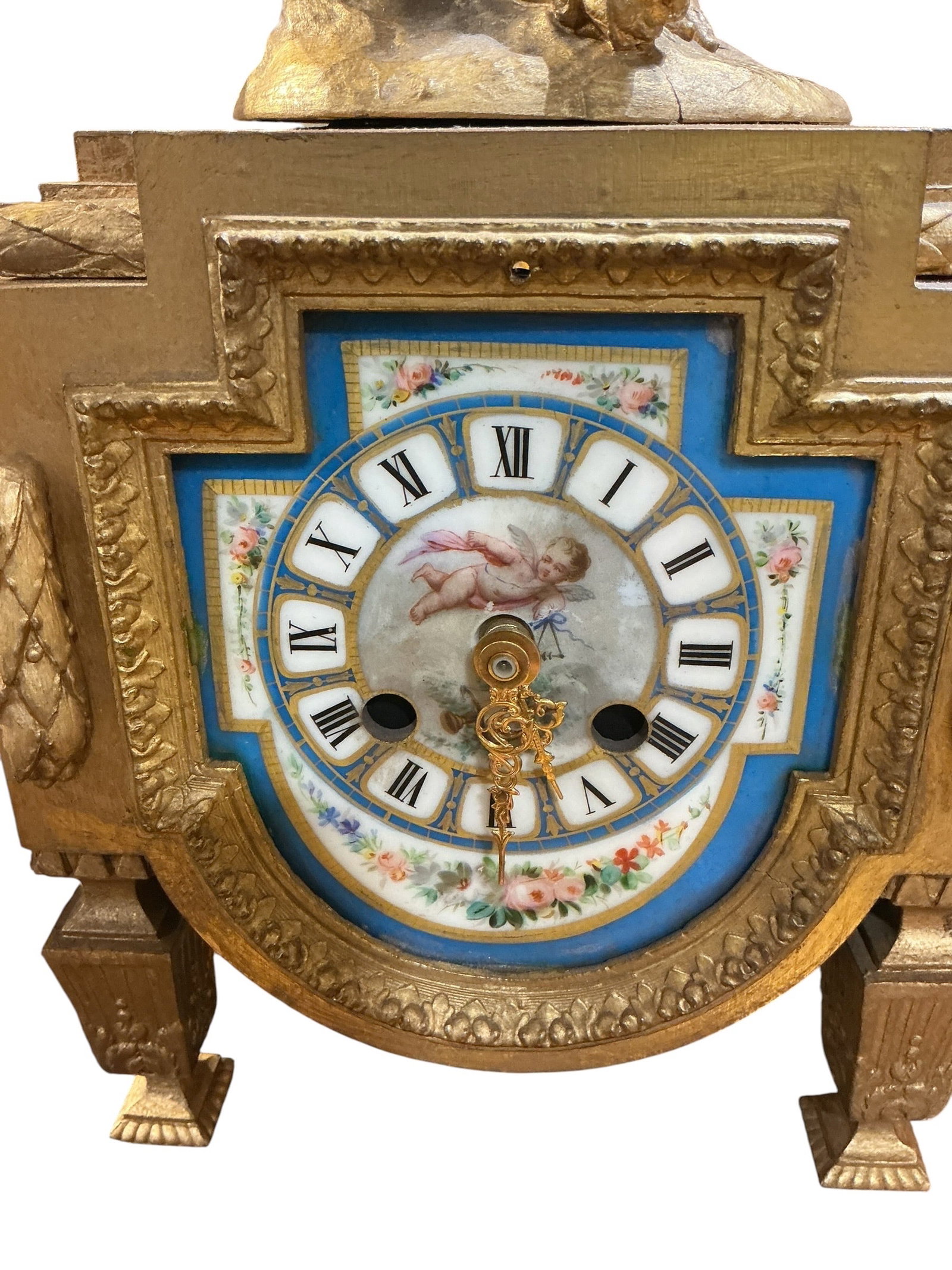 CK205- 19th Century French Sevres Style Three-Piece Clock Garniture - 4