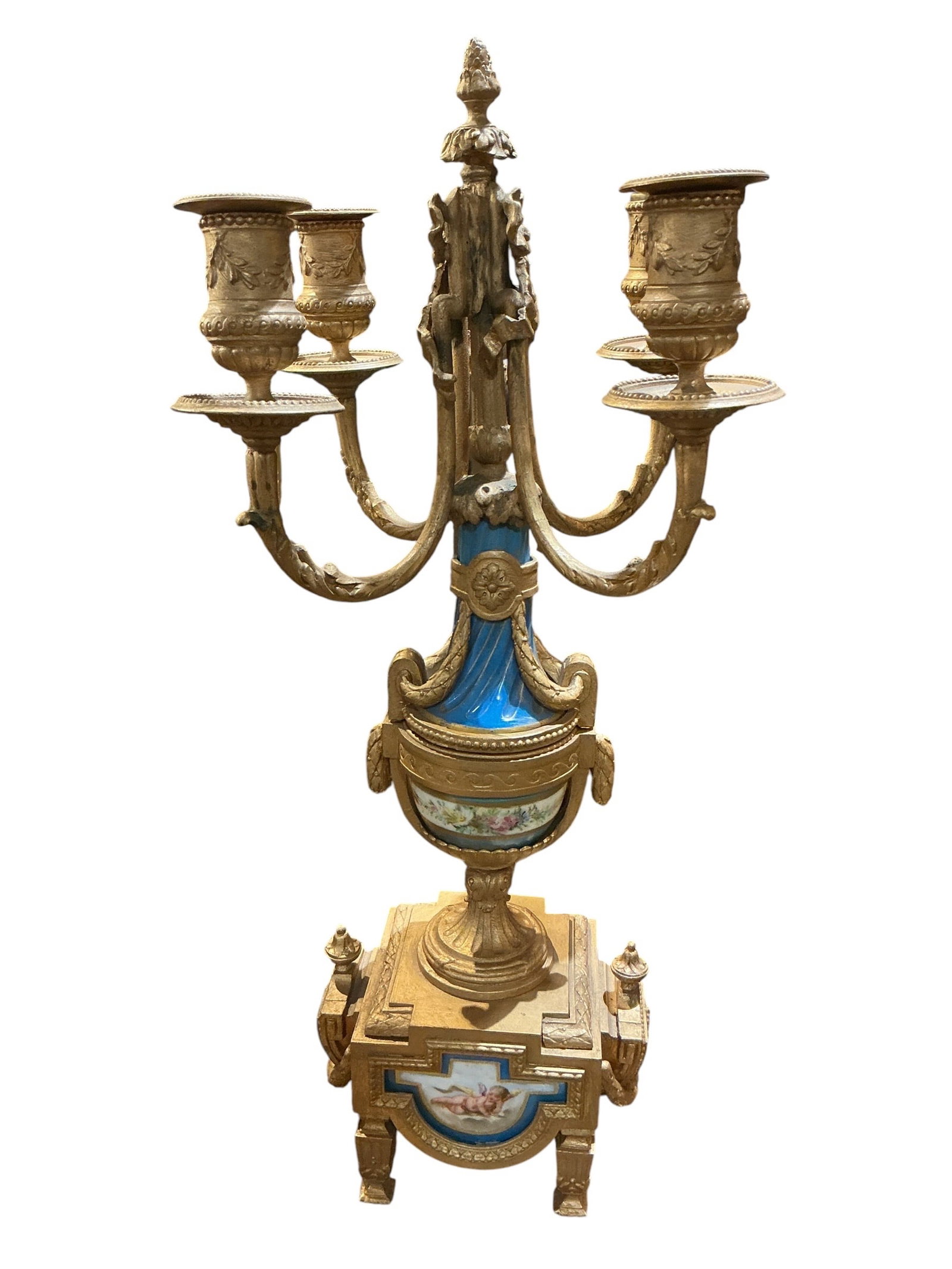 CK205- 19th Century French Sevres Style Three-Piece Clock Garniture - 5