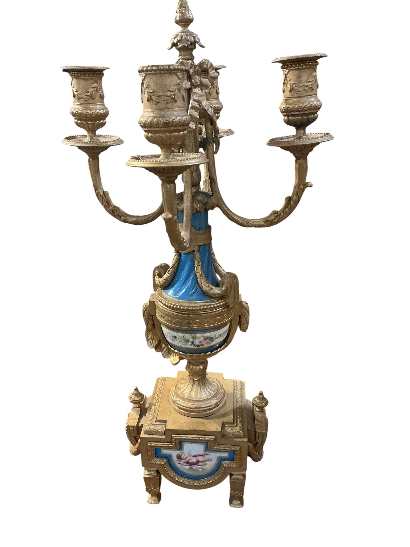 CK205- 19th Century French Sevres Style Three-Piece Clock Garniture - 6