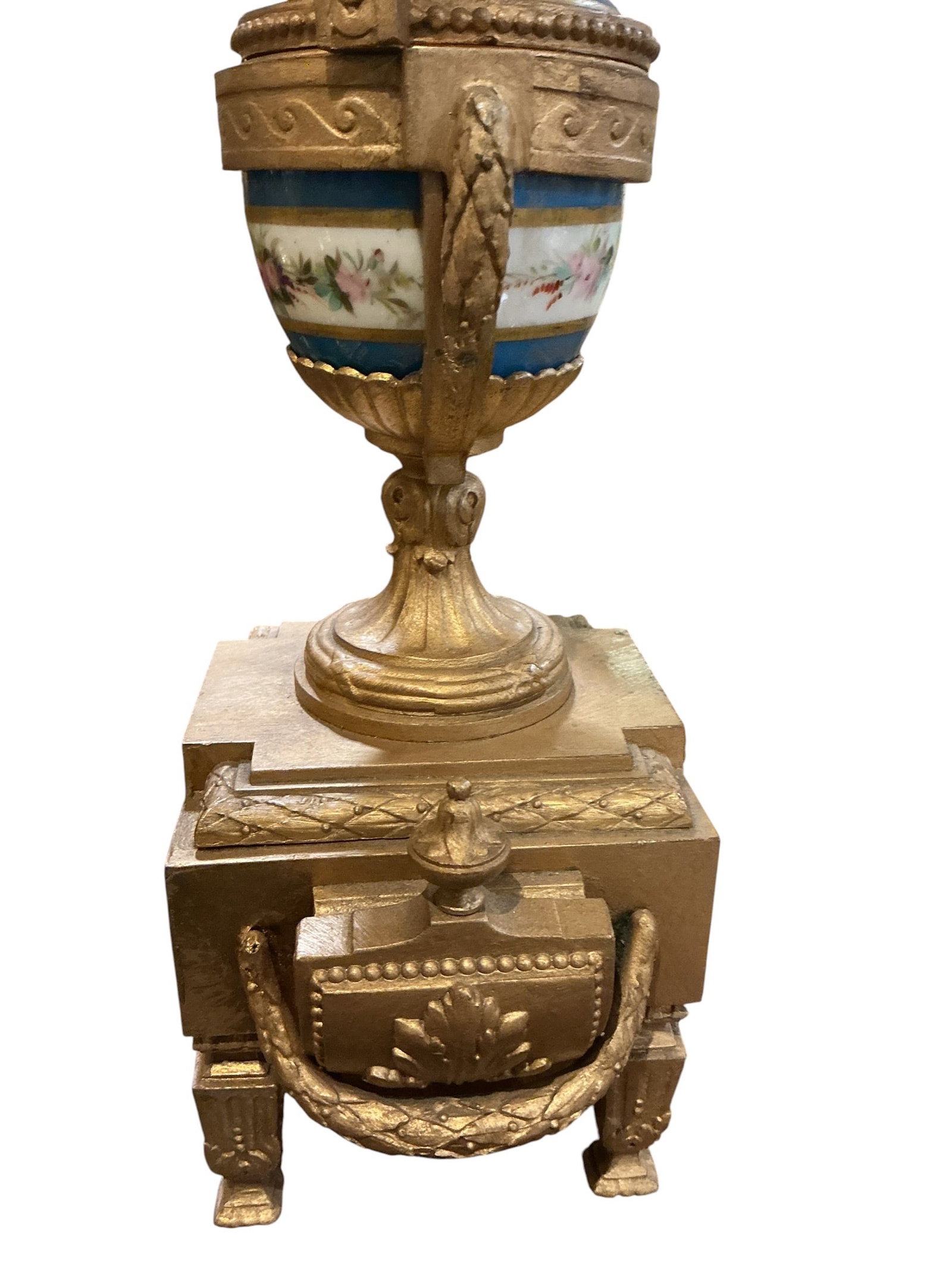 CK205- 19th Century French Sevres Style Three-Piece Clock Garniture - 8