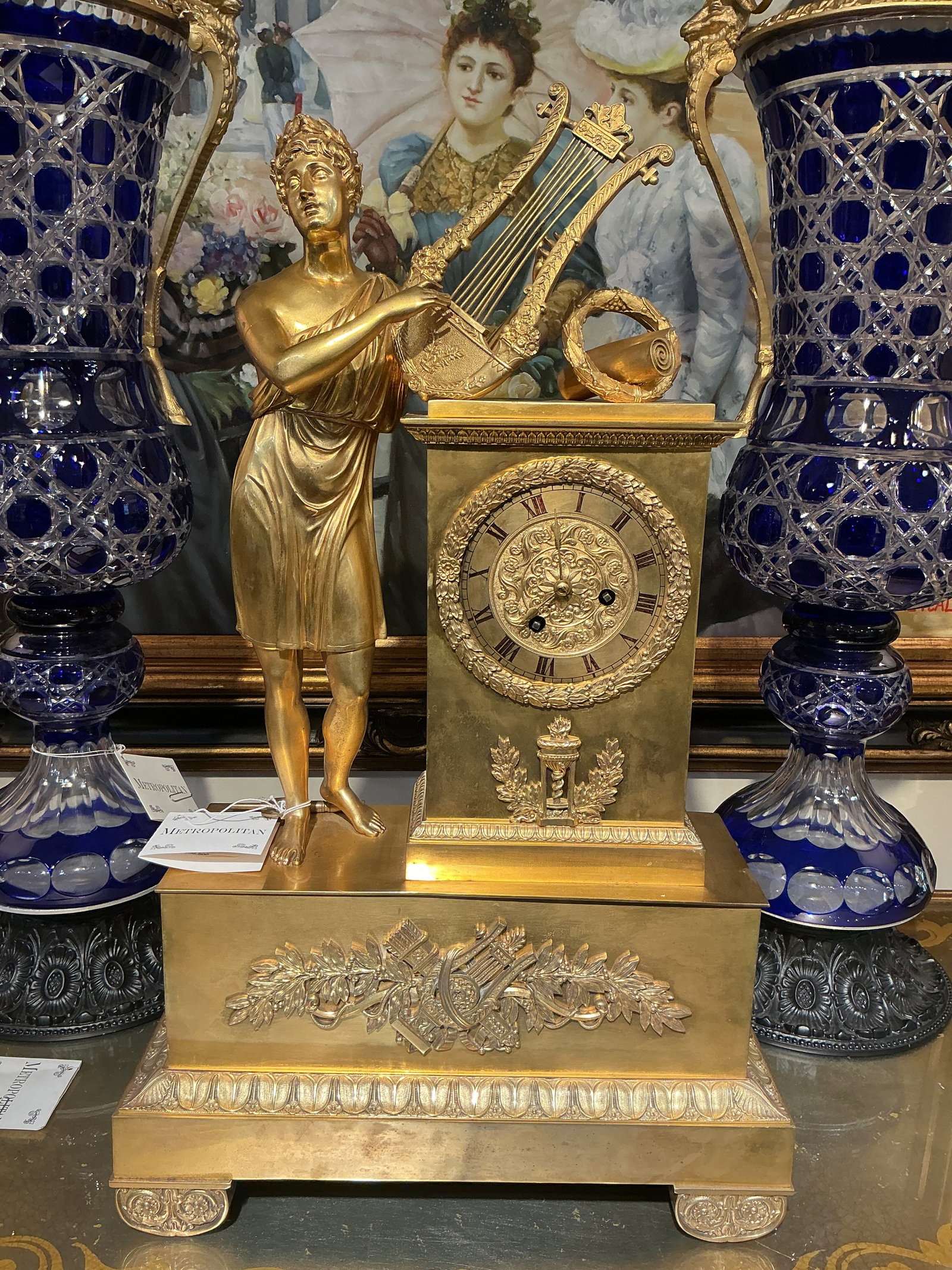 CK175 -19th Century French Gilt Bronze Figural Mantel Clock - 7